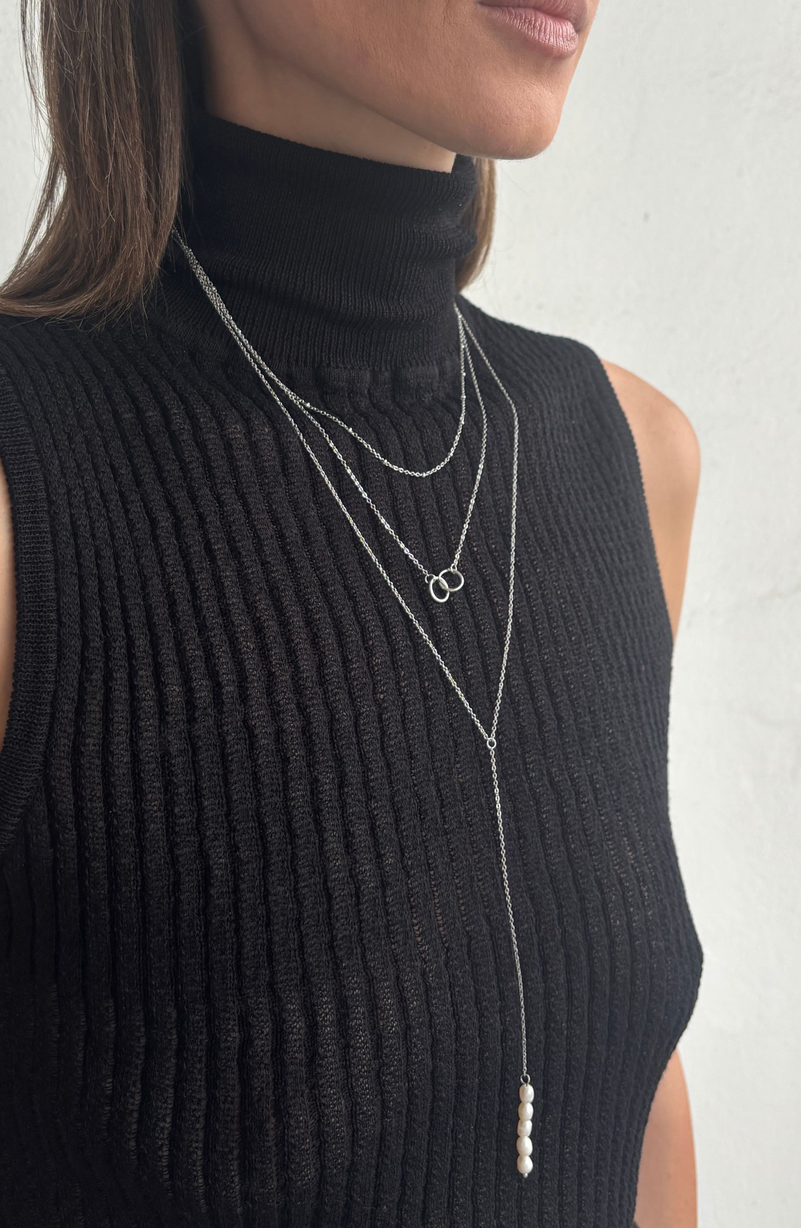 Adornia 2 Lariat Necklaces & Stud Earrings Set