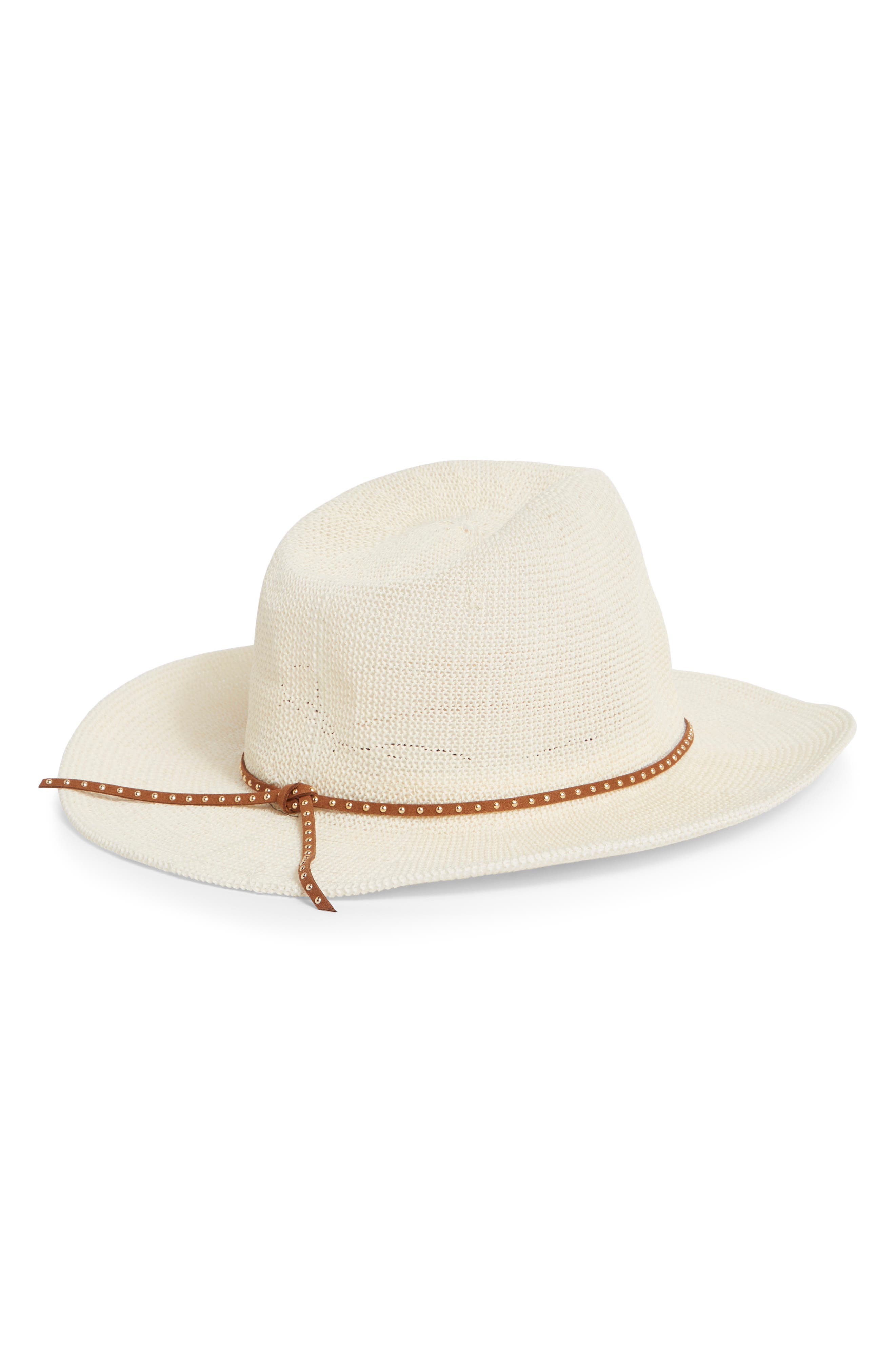Vince Camuto Studded Band Straw Cowboy Hat