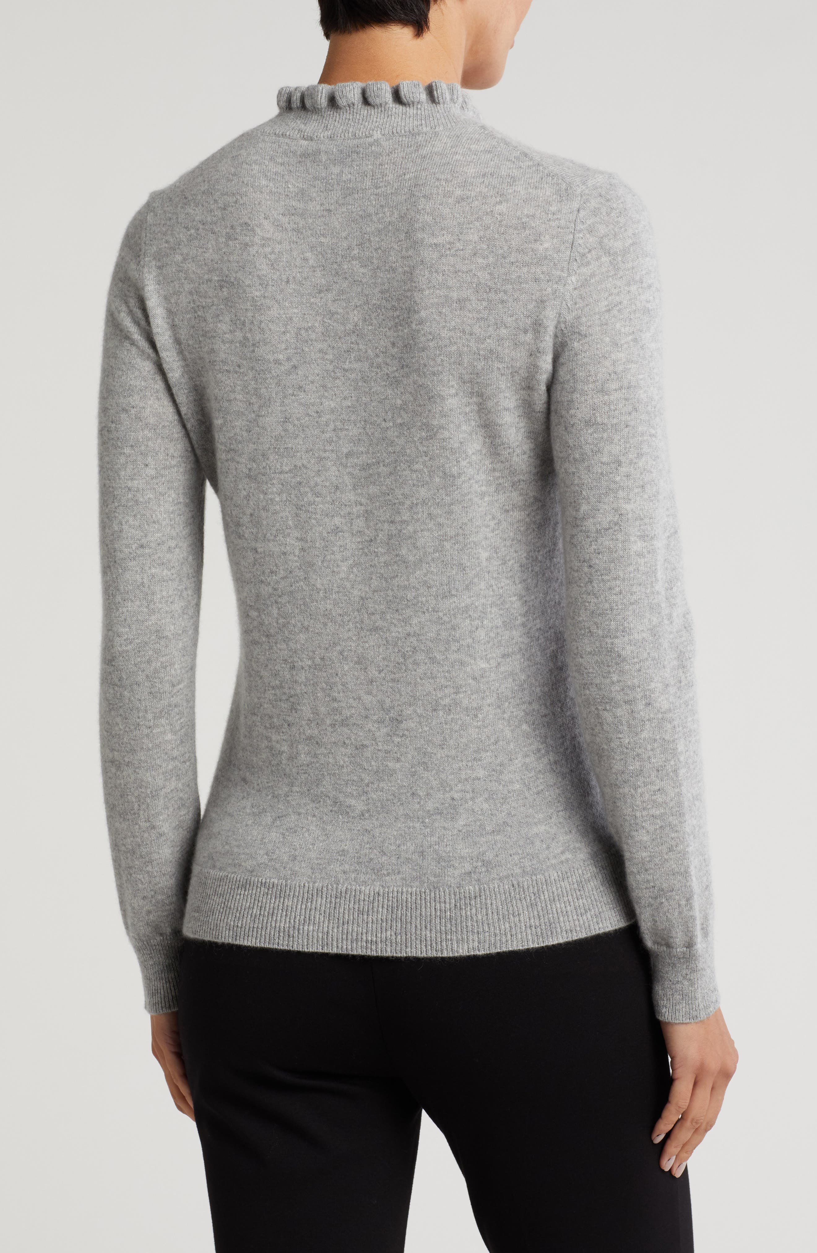 Sofia Cashmere Ruffle Mock Neck Cashmere Sweater