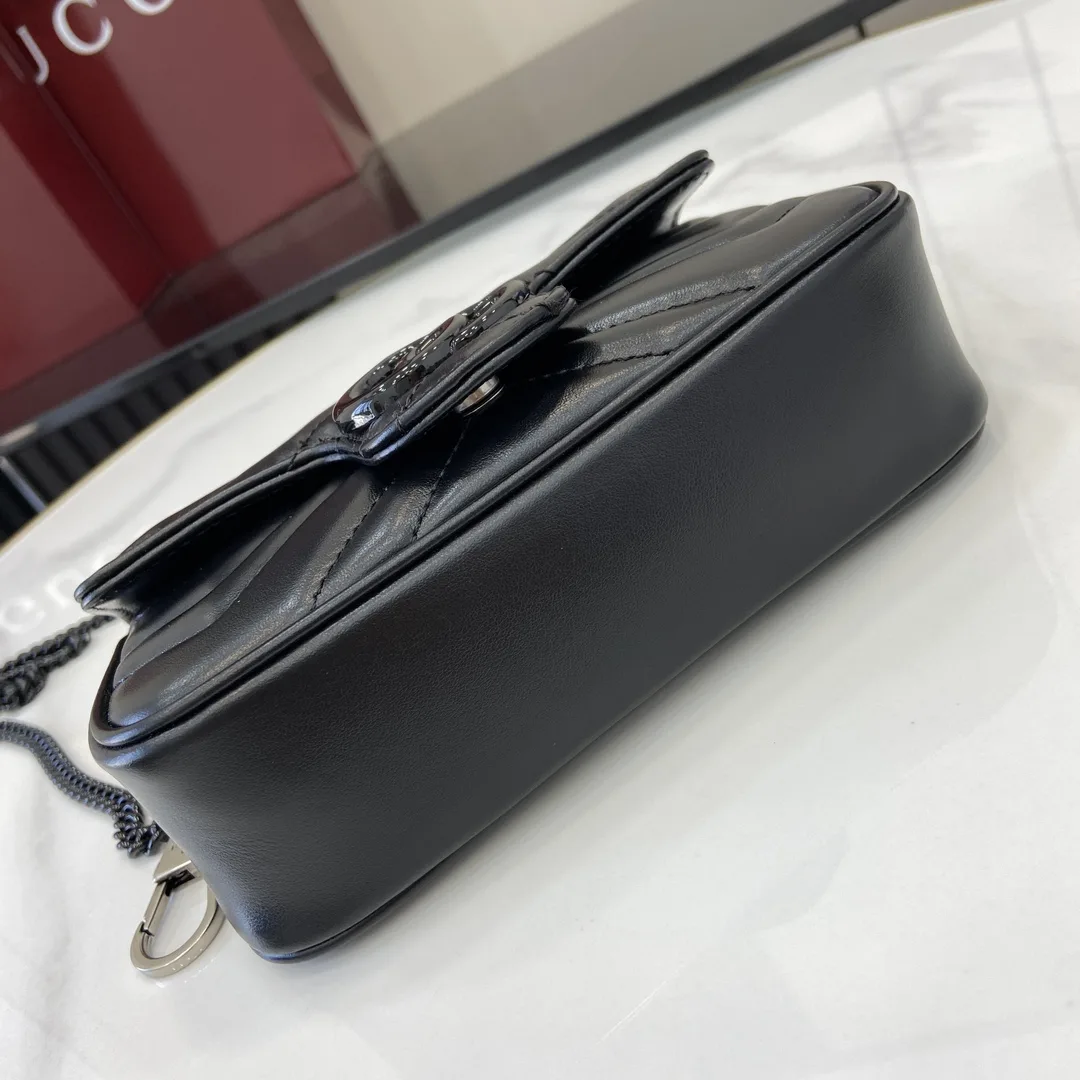 Gucci Marmont Black GG Supreme Canvas Shoulder Bag product photo from LabelPicks