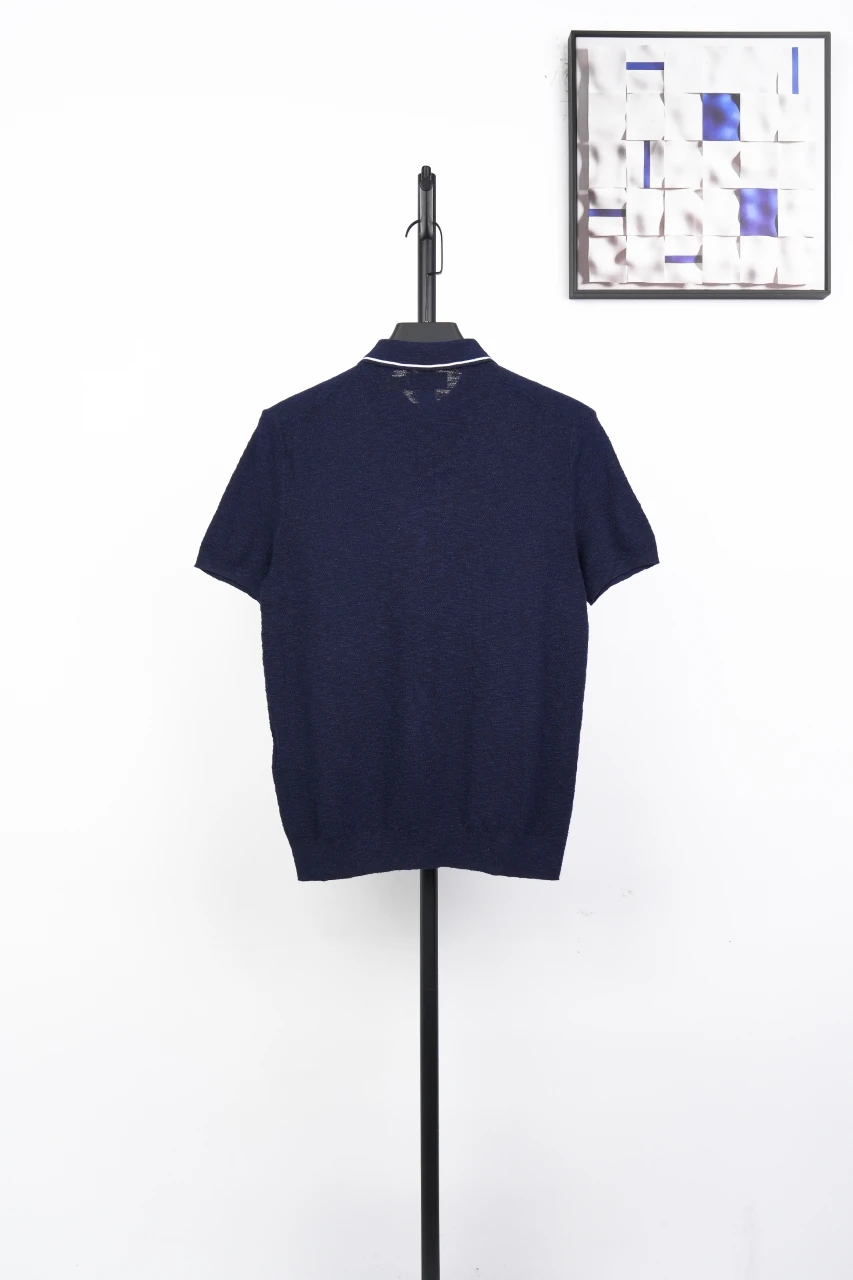Ralph Lauren Navy Pony Embroidered Linen Johnny Collar Polo Shirt product photo from LabelPicks