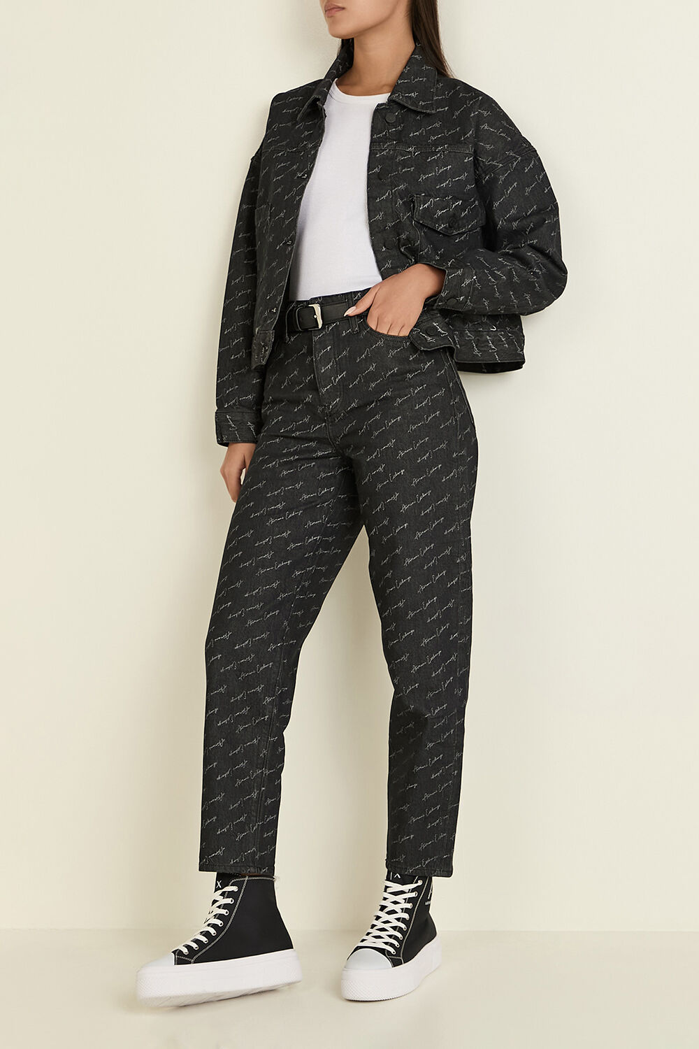 ARMANI EXCHANGE ז'קט ג'ינס מונוגרמה