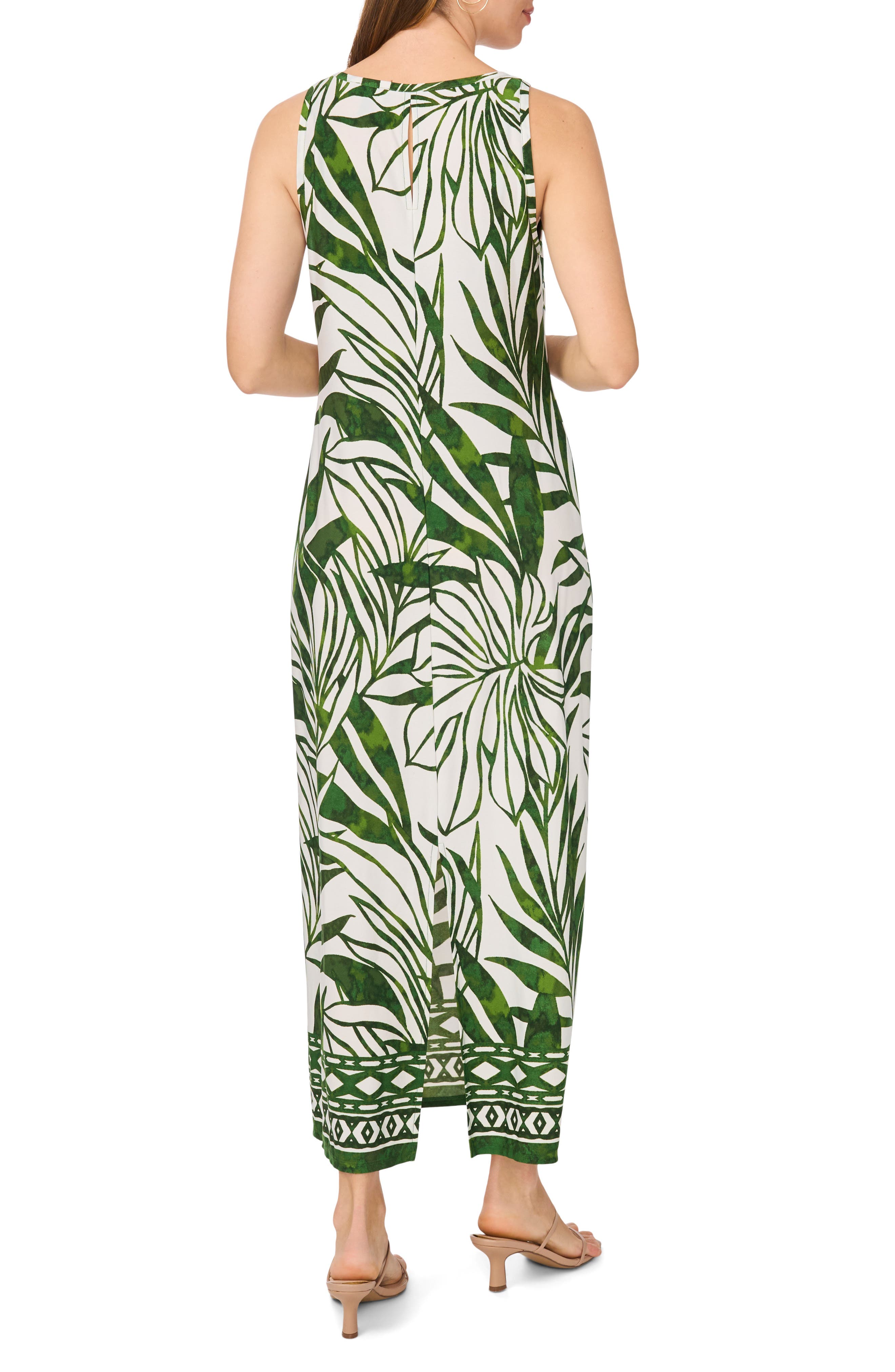 Halogen® Frond Print Sleeveless Maxi Dress