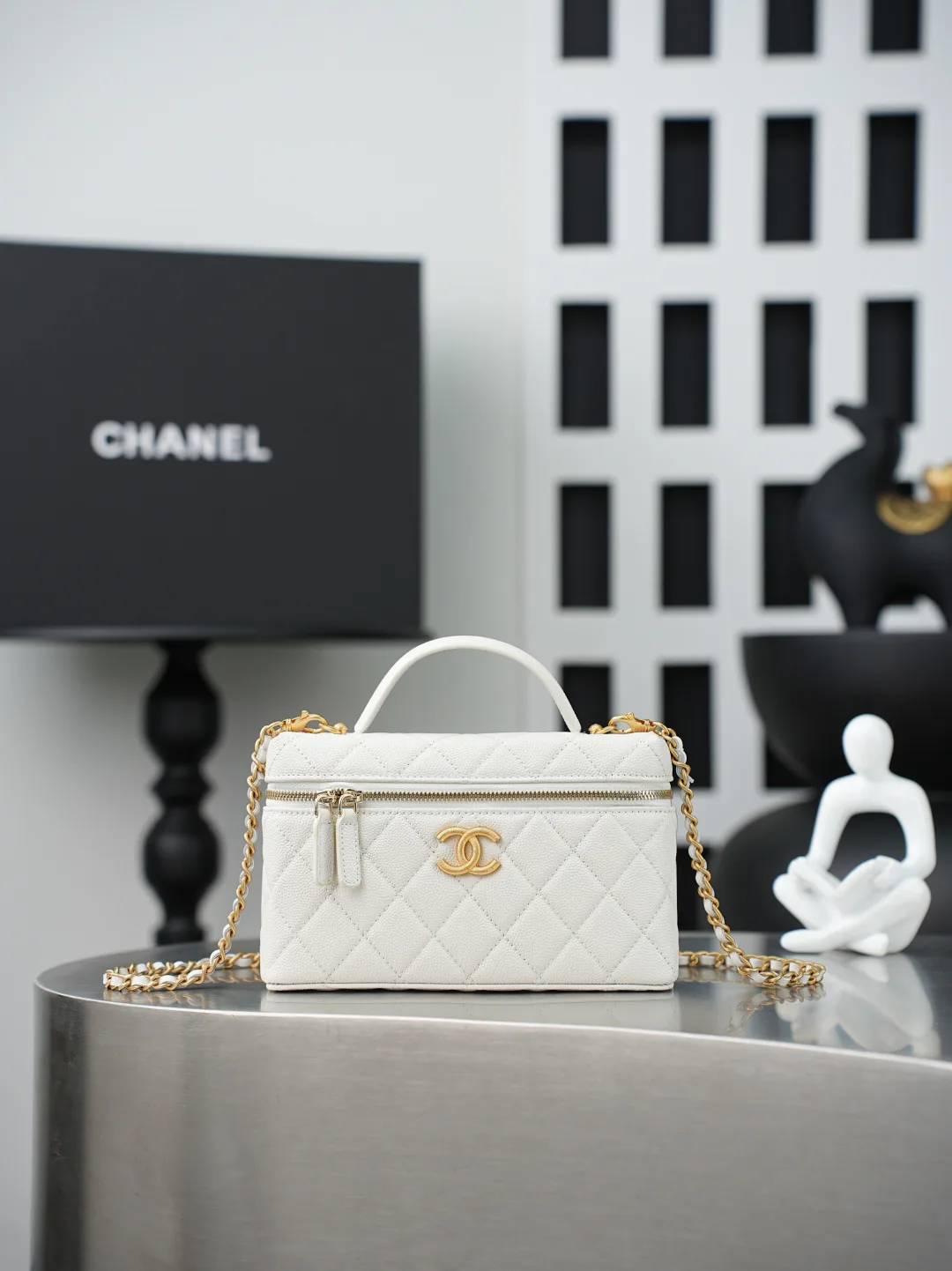Chanel White Quilted Leather Top Handle Bag product photo from LabelPicks