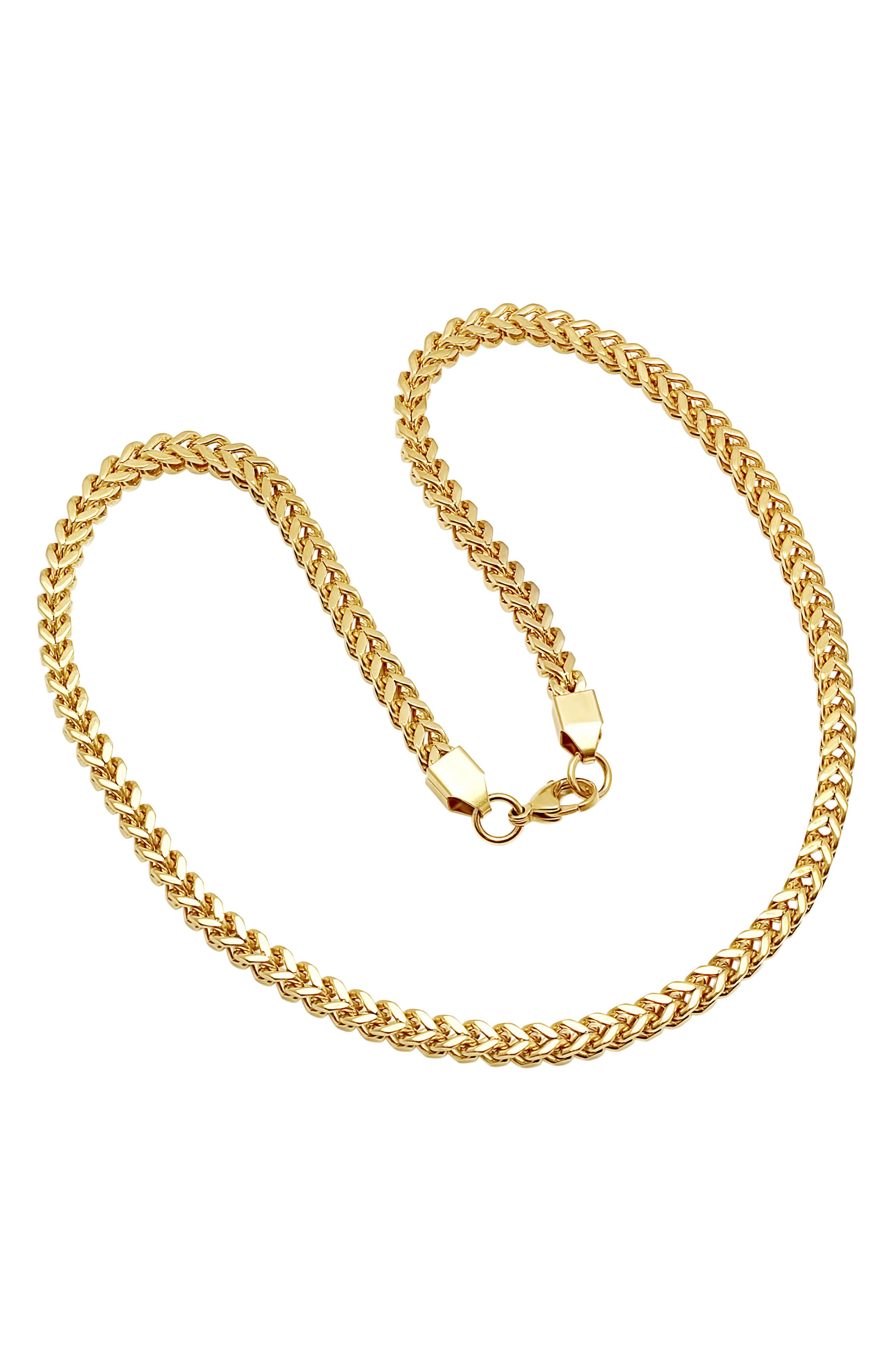 HMY JEWELRY 18K Gold Plated Stainless Steel Curb Chain Necklace