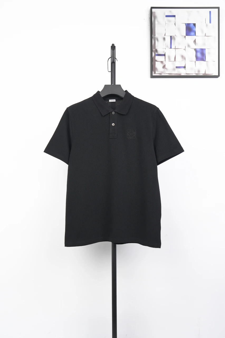 LOEWE Black Anagram Embroidered Cotton Polo Shirt product photo from LabelPicks