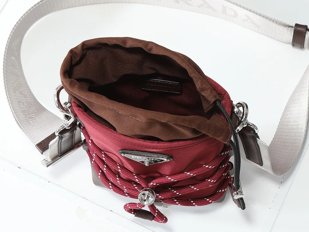 Prada Burgundy Woven Leather Bucket Bag product photo from LabelPicks