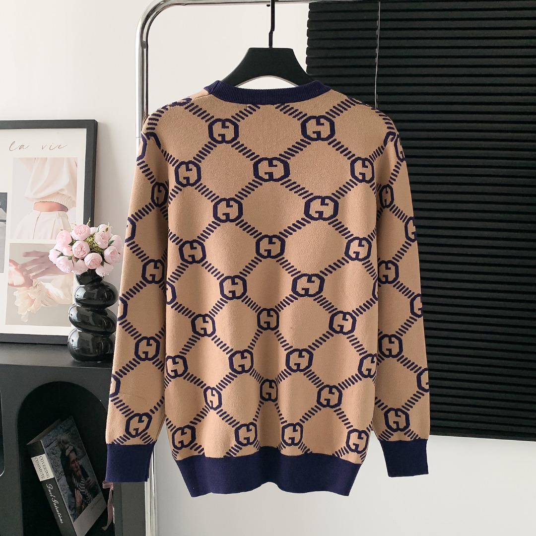 1021 All Over Monogram Jacquard Crew Neck Sweater