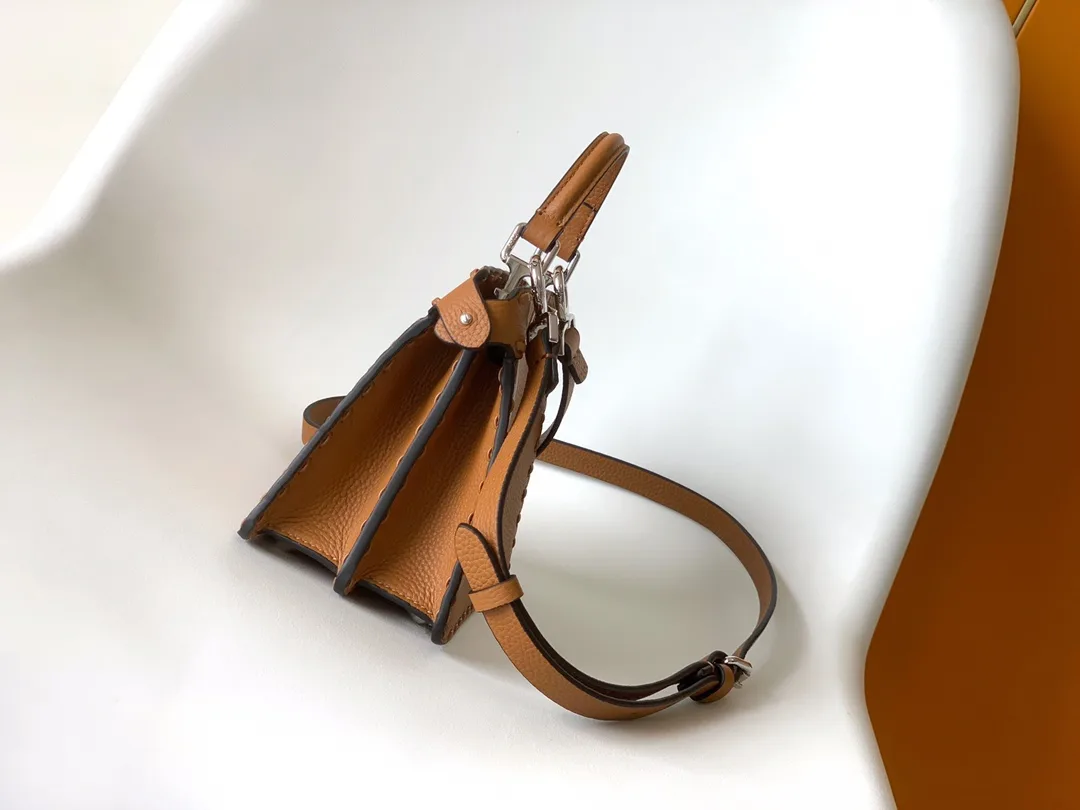 Fendi Brown Peekaboo Calfskin Top Handle Bag product photo from LabelPicks