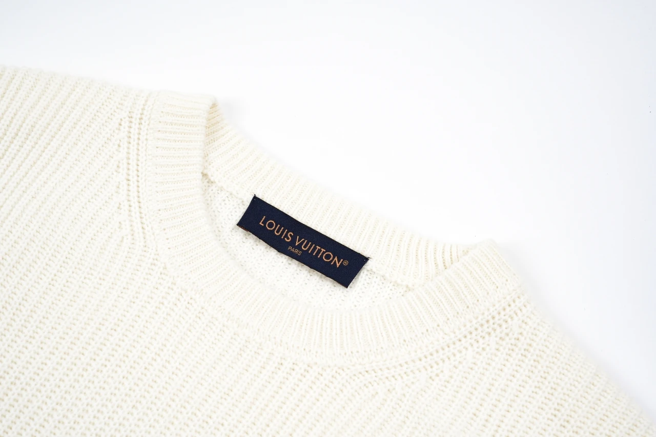 Louis Vuitton White Chunky Rib Half Zip Sweater product photo from LabelPicks