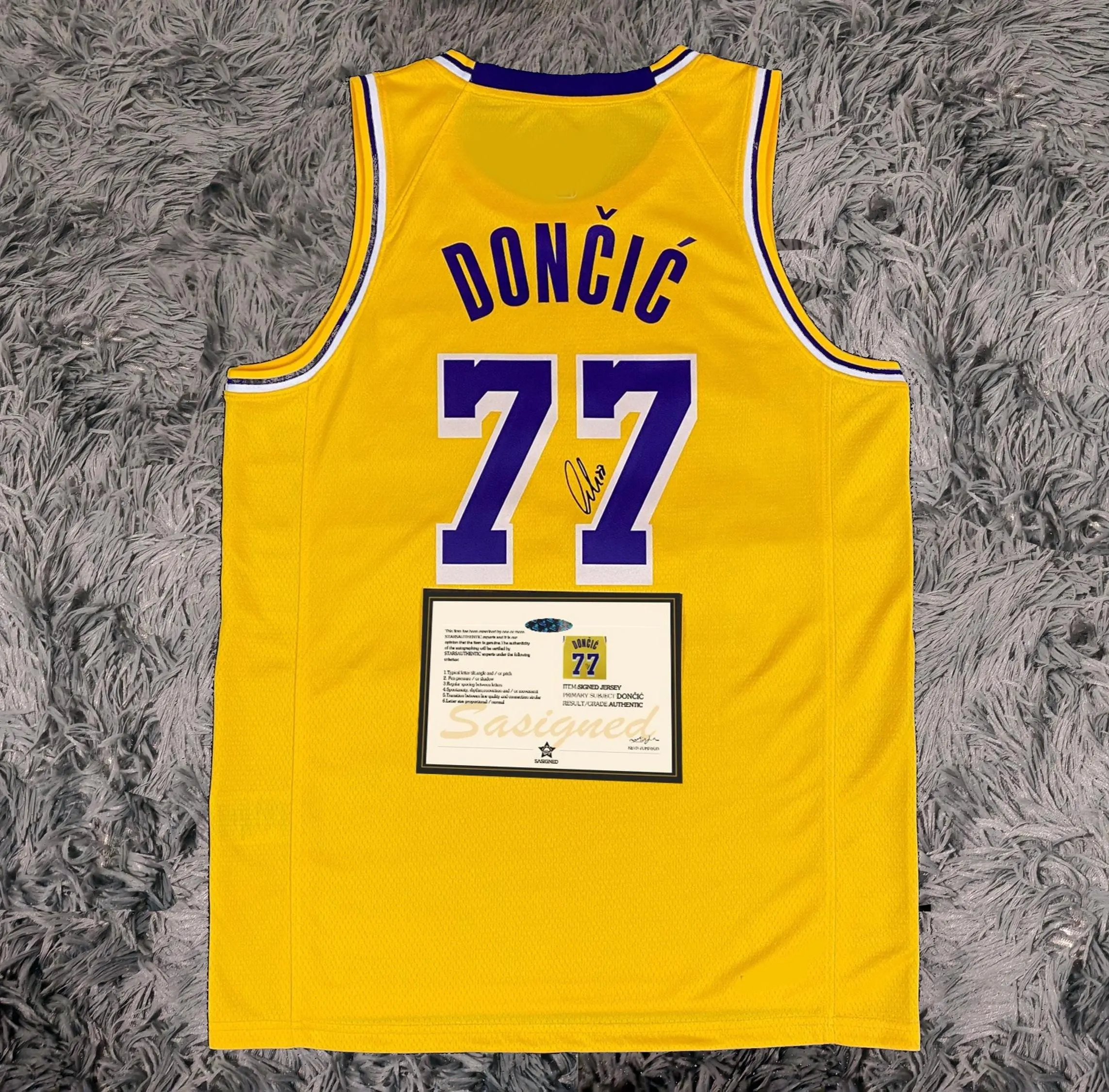 Luka Doncic SIGNED Don膷i膰 Signature LA Lakers Yellow Home Shirt/Jersey - COA - 24/25