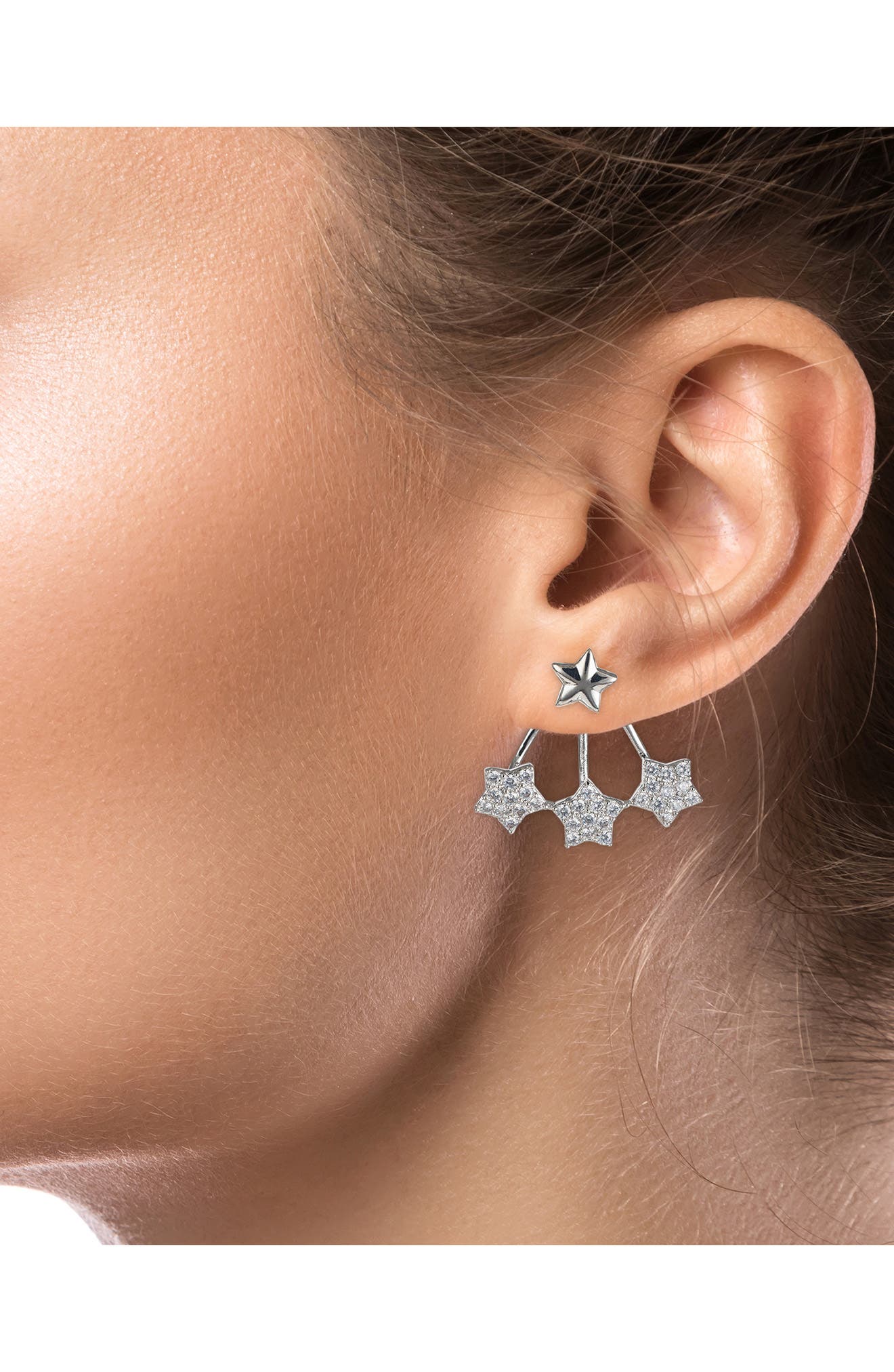 CZ by Kenneth Jay Lane Pave CZ Star Jacket Earrings