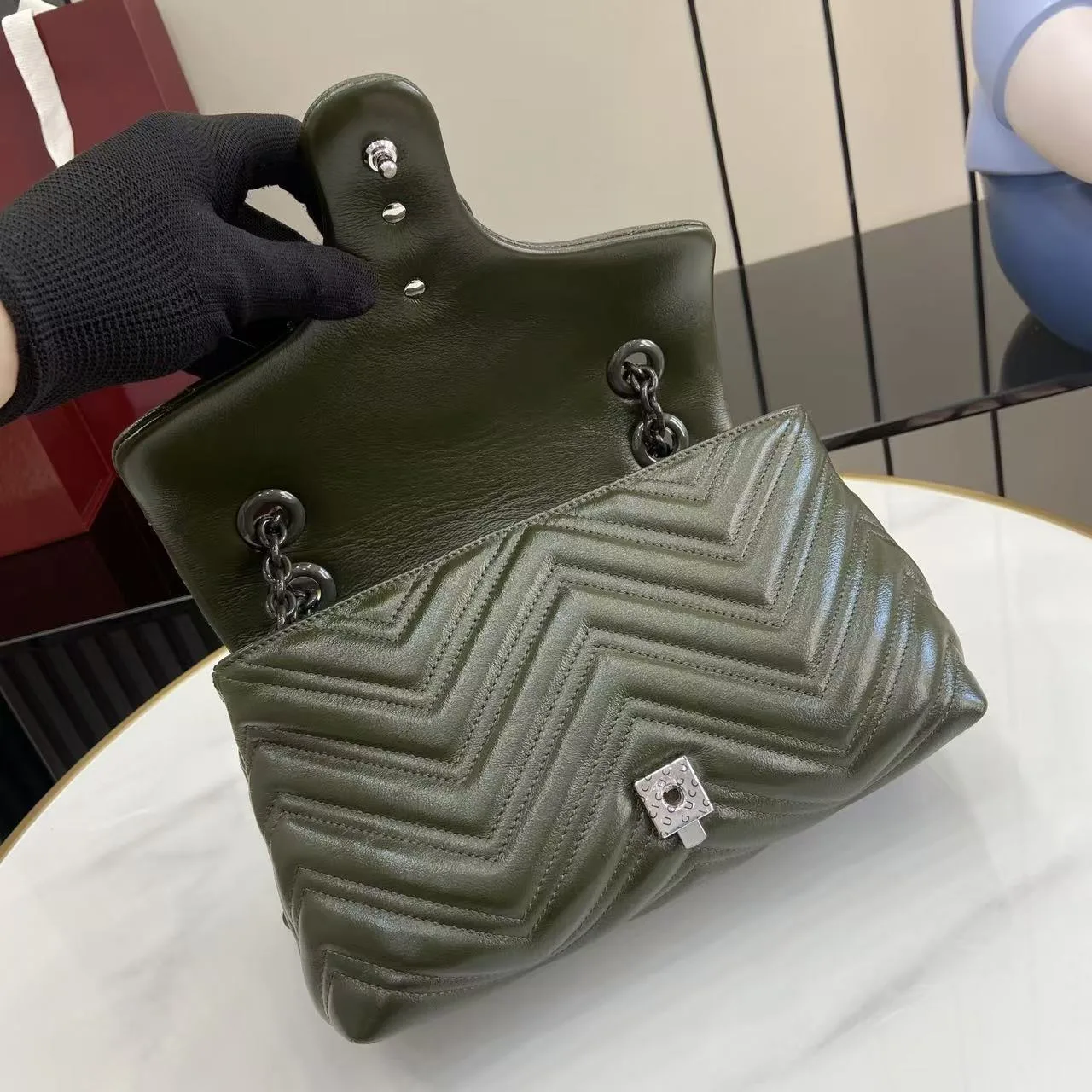Gucci Green Marmont GG Supreme Canvas Shoulder Bag product photo from LabelPicks
