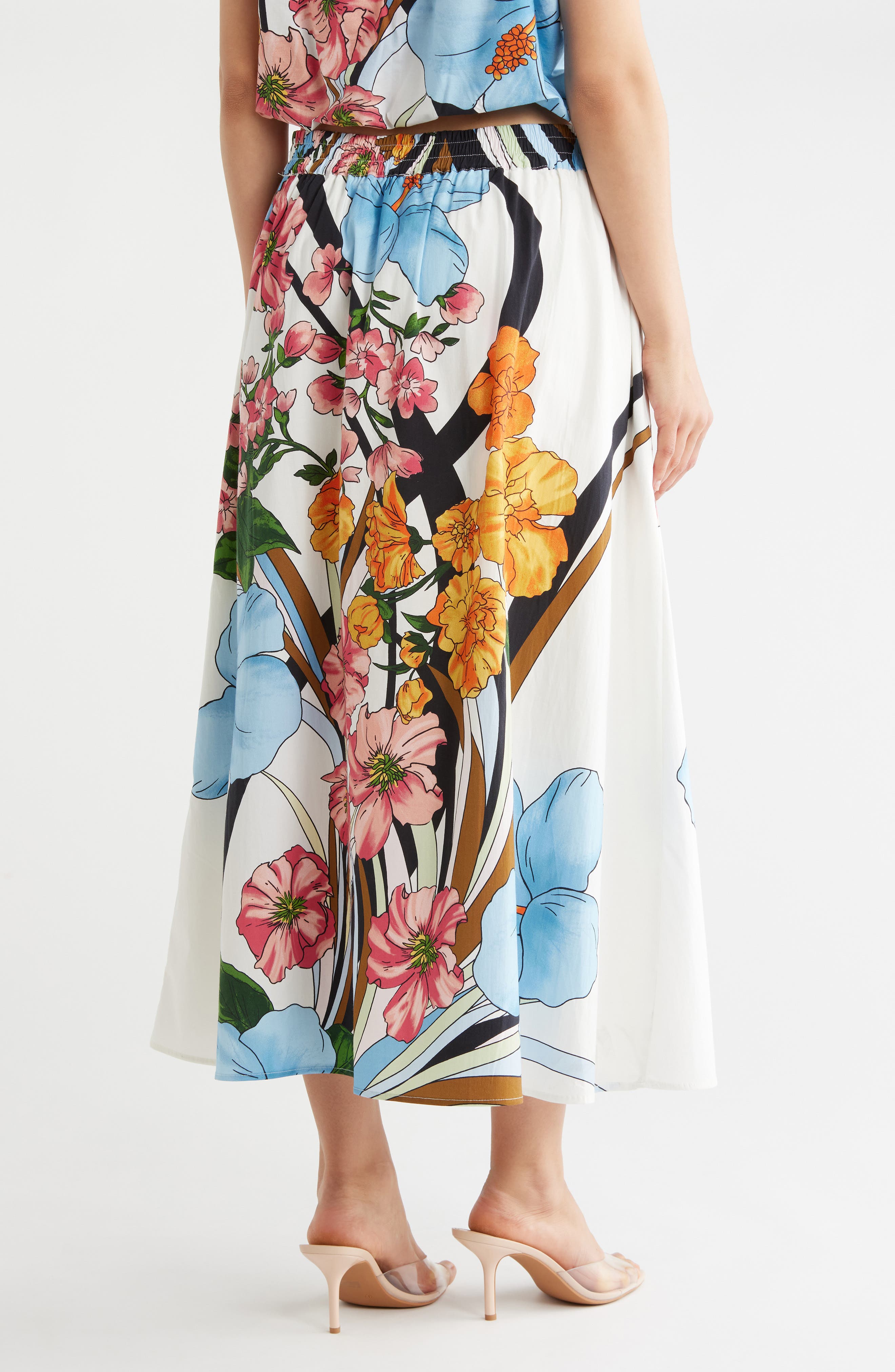 T Tahari Print Poplin Skirt