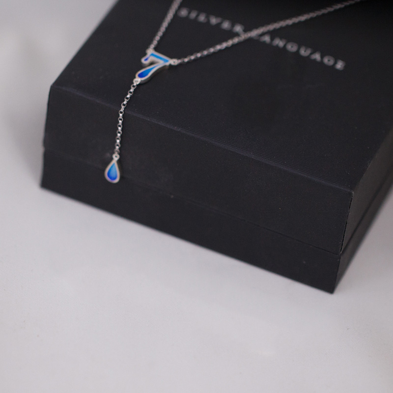 Blue 925 Sterling Silver Lucky Number 7 Necklace