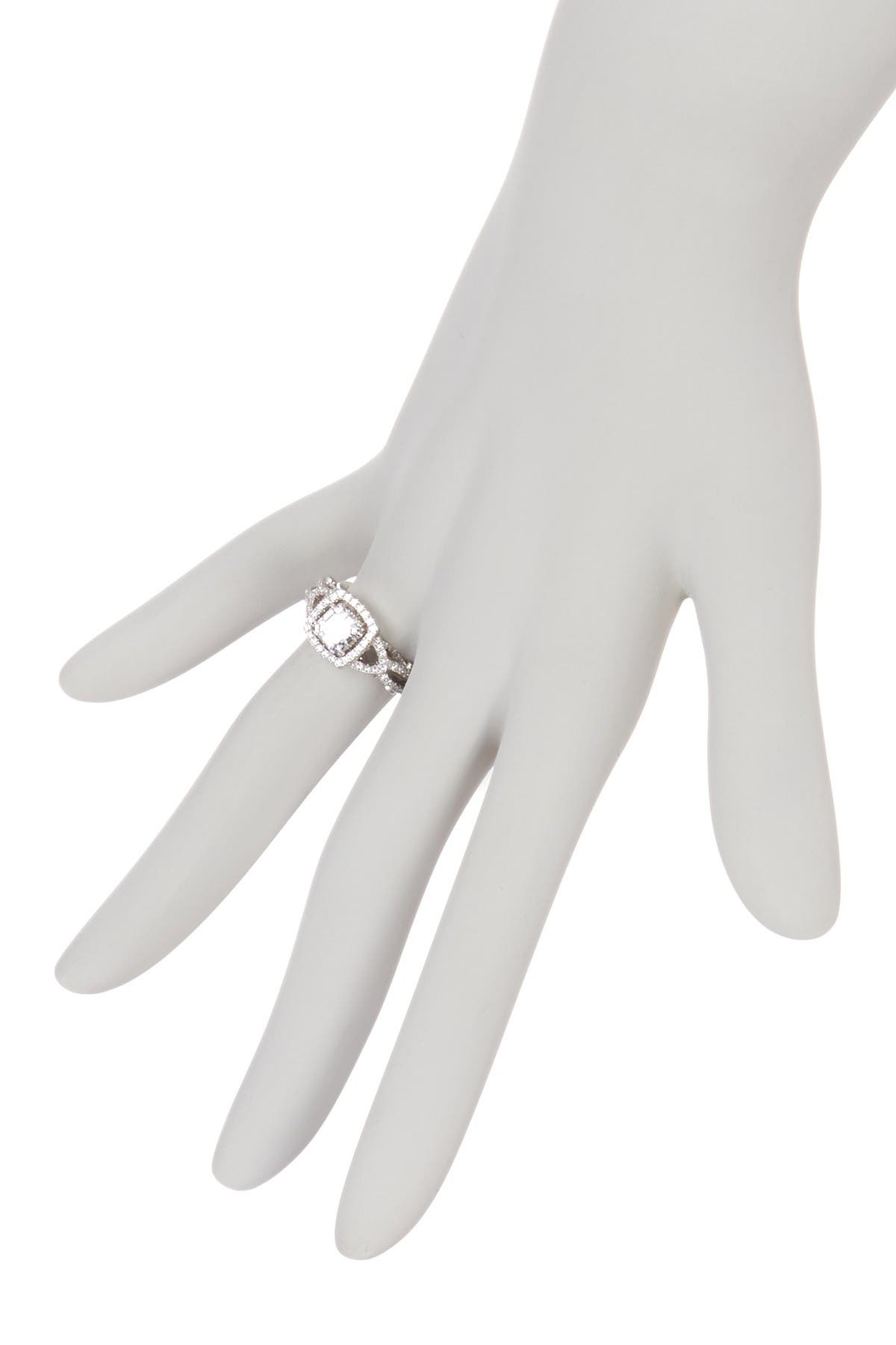 SUZY LEVIAN Sterling Silver Asscher-Cut White CZ Ring