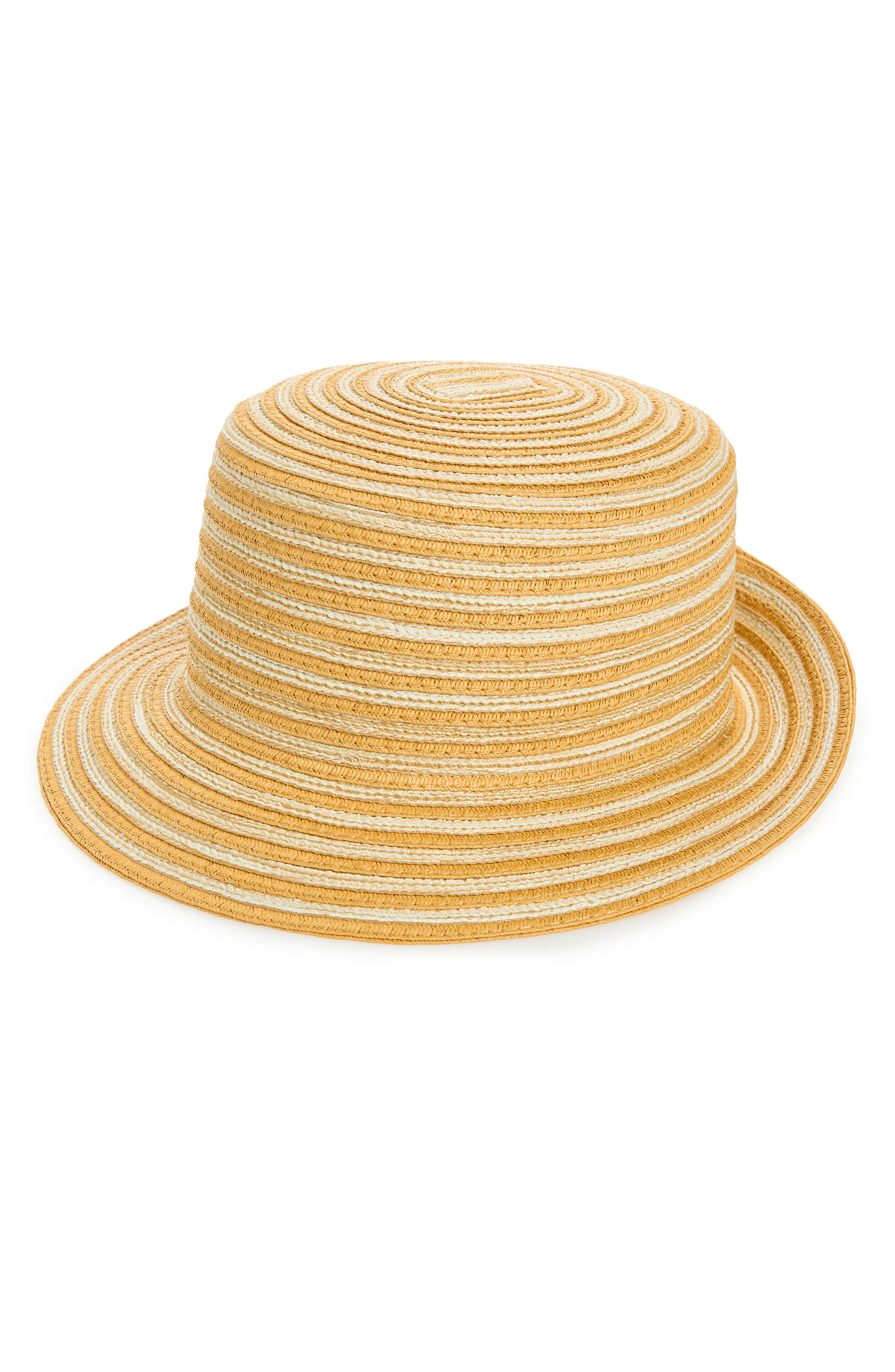 NORDSTROM RACK Two Tone Stripe Paper Woven Bucket Hat
