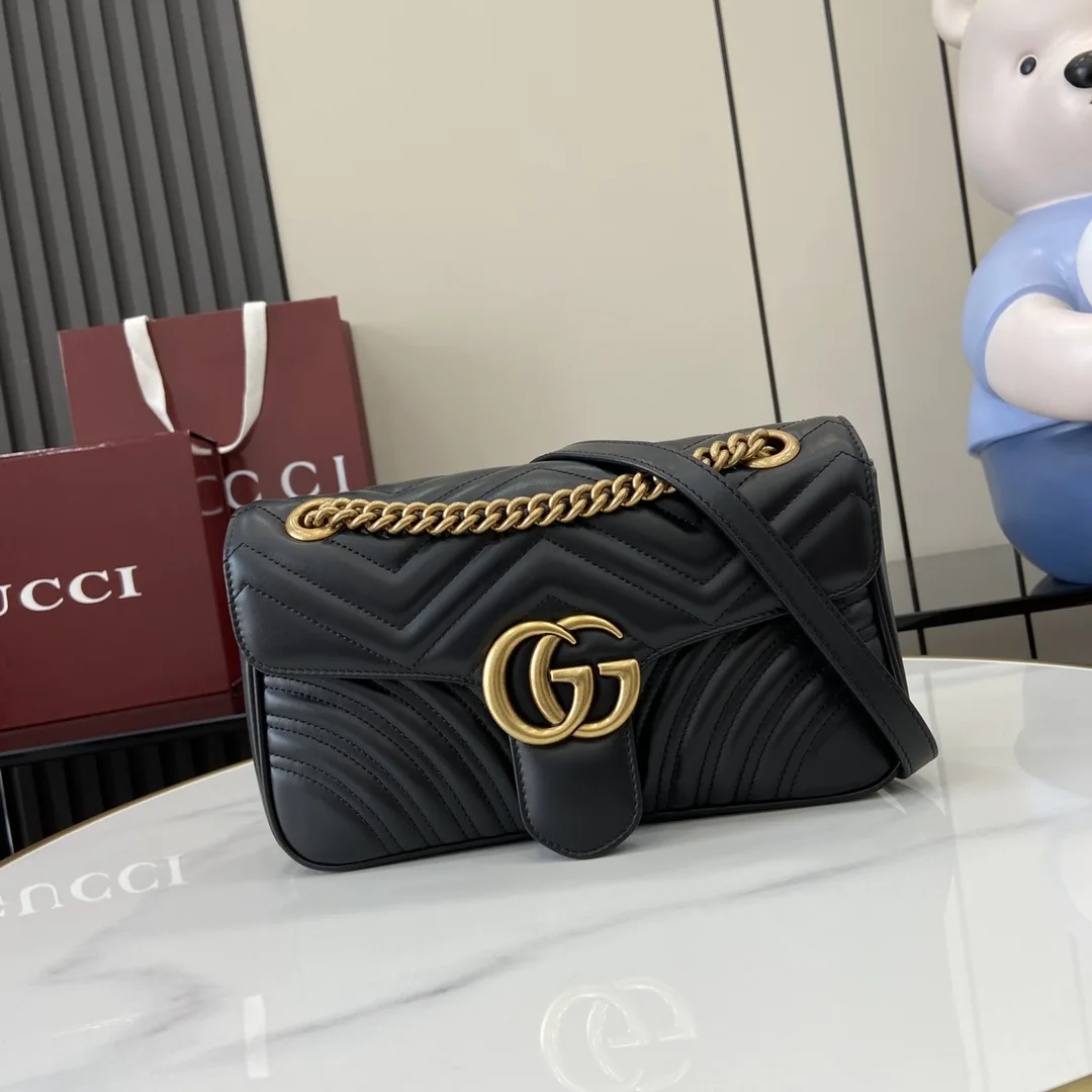 Gucci Marmont Black GG Supreme Canvas Shoulder Bag product photo from LabelPicks