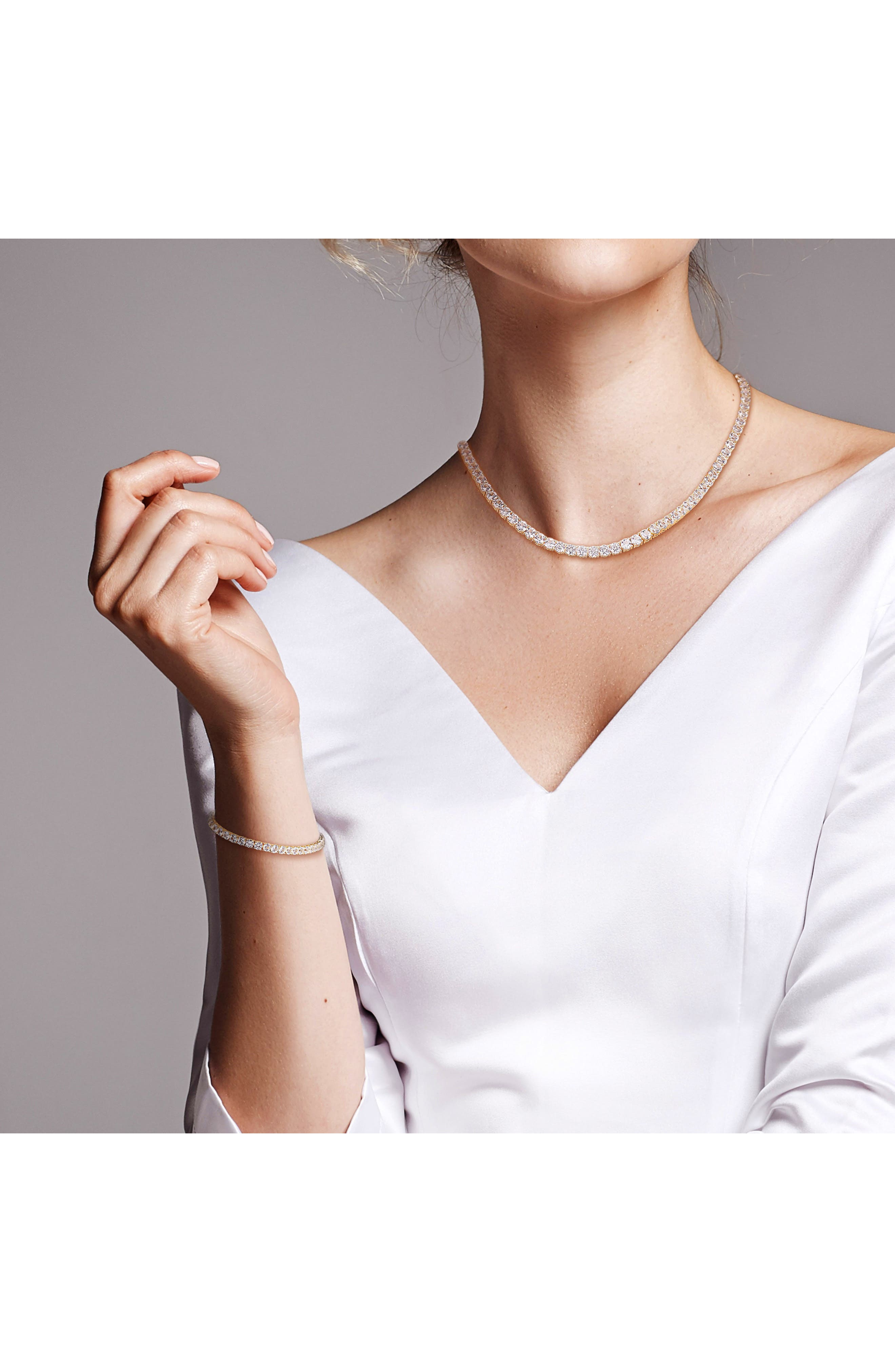 DELMAR Lab Grown White Sapphire Bracelet & Necklace Set