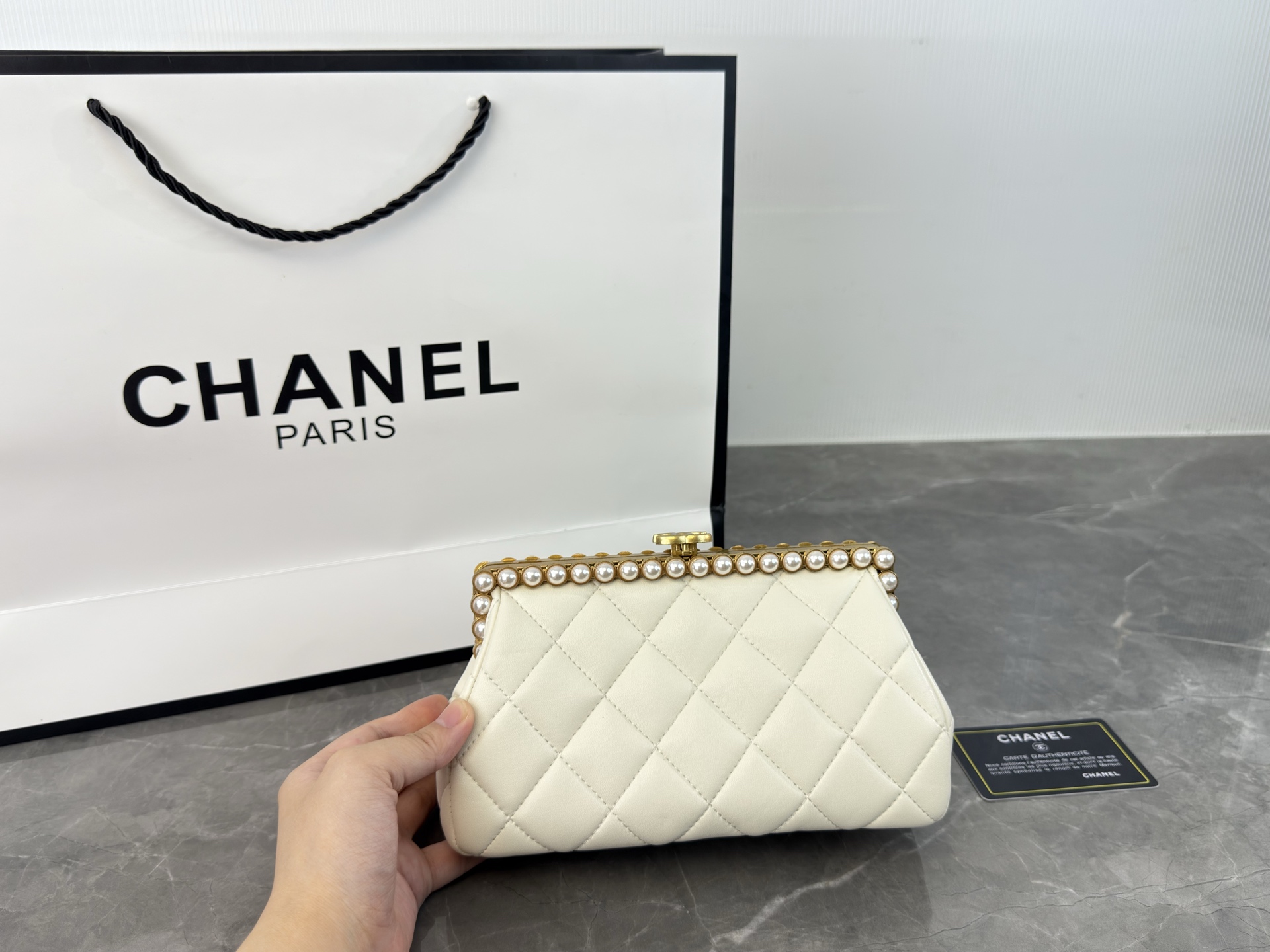 Chanel 26C Pearl Evening Chain Bag