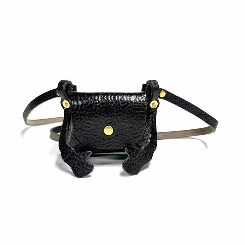 Mini Black Pebble Leather Crossbody Purse
