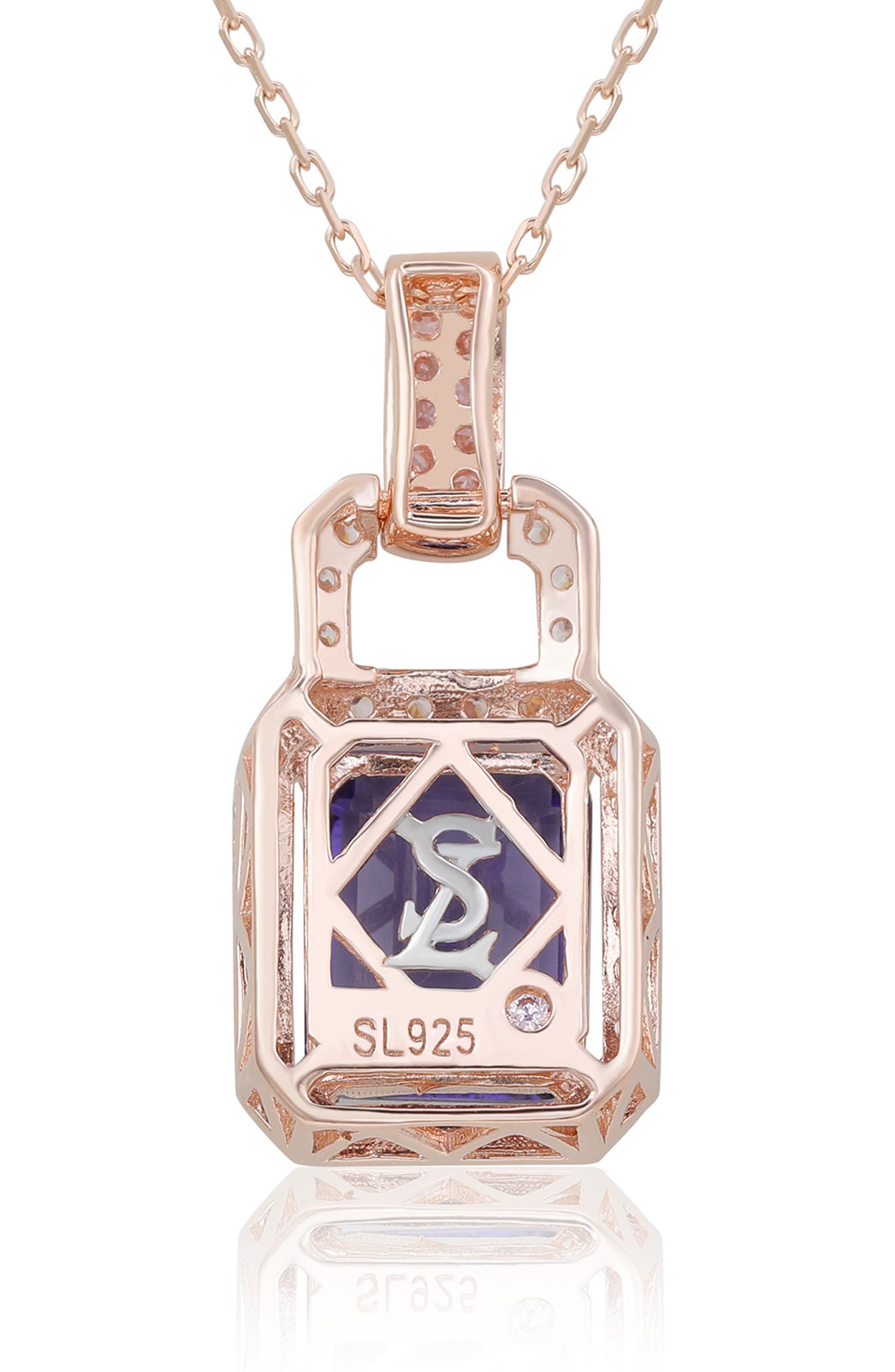 SUZY LEVIAN Rose Gold Plated Sterling Silver Cubic Zirconia Pendant Necklace
