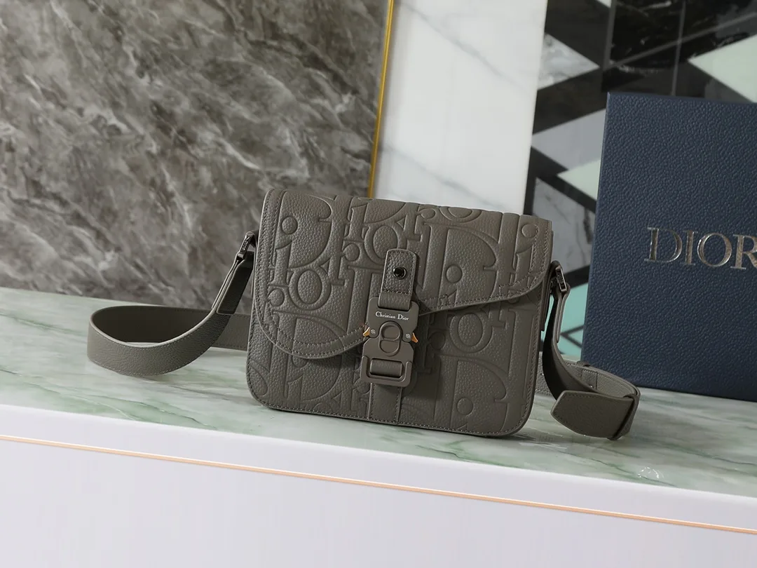 Dior Grey Saddle Grained Leather Saddle Bag product photo from LabelPicks