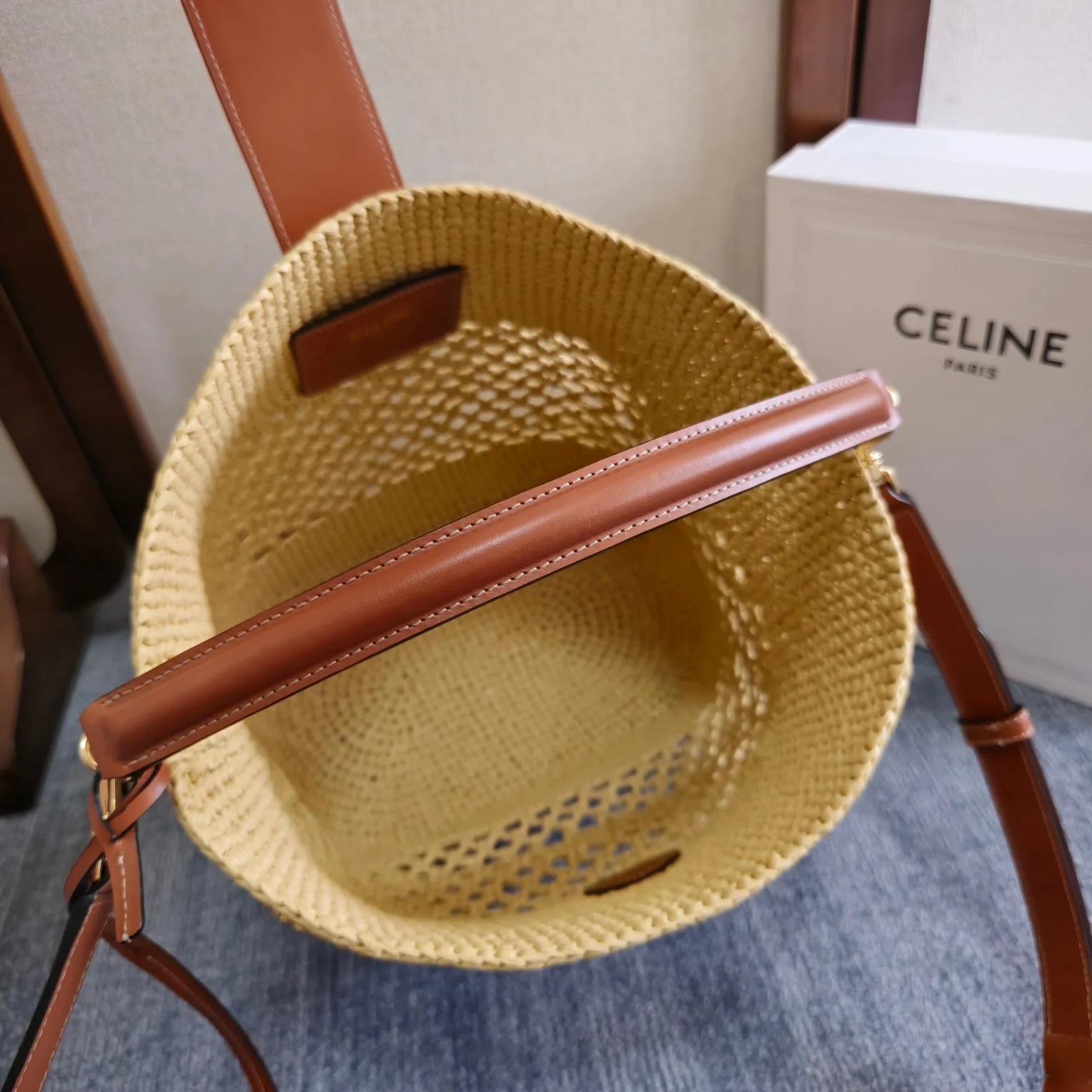 Celine Straw Woven Triomphe Bucket Bag product photo from LabelPicks