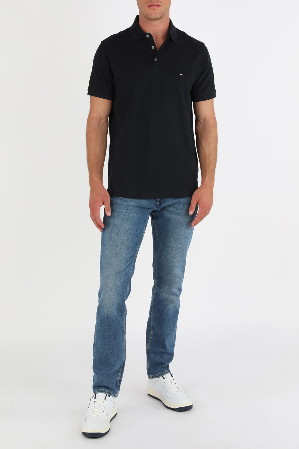TOMMY HILFIGER חולצת פולו סלים בצבע כחול נייבי
