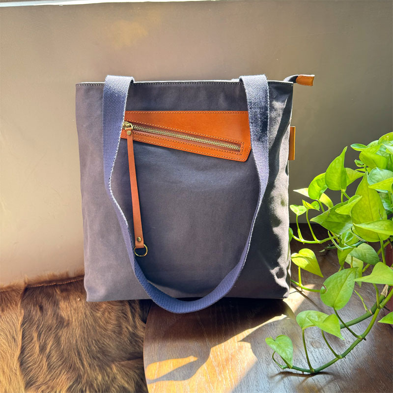 Gray Oversized Canvas Tote Purse