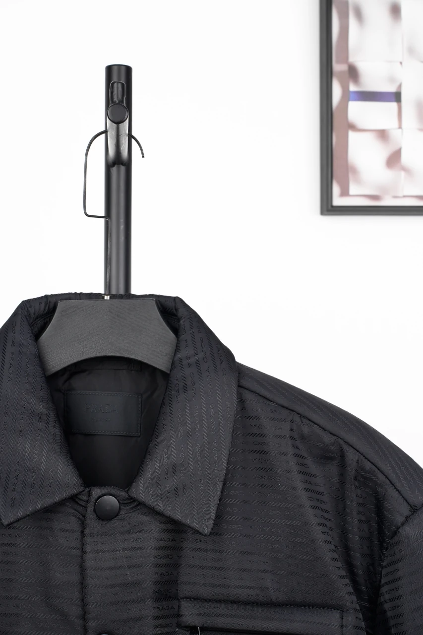 Prada Black Jacquard Triangle Logo Padded Jacket product photo from LabelPicks