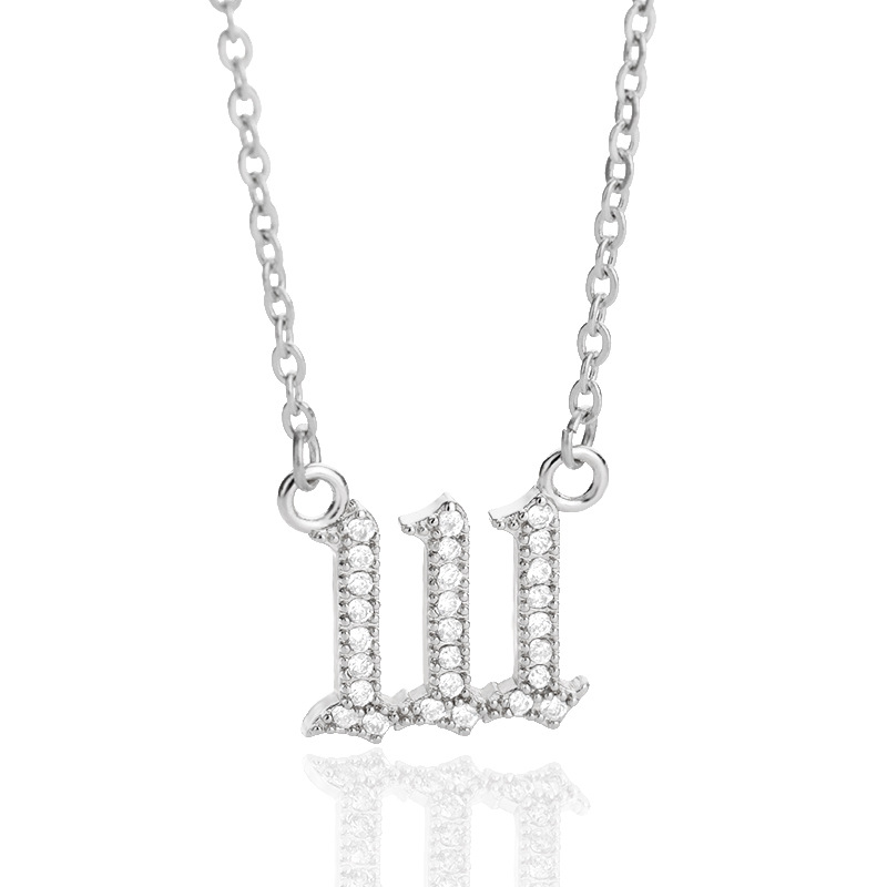 111-999 Angel Number Necklace with Bling Zirconia