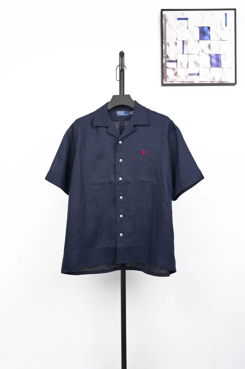 Ralph Lauren Navy Pony Embroidered Linen Short Sleeve Shirt product photo from LabelPicks