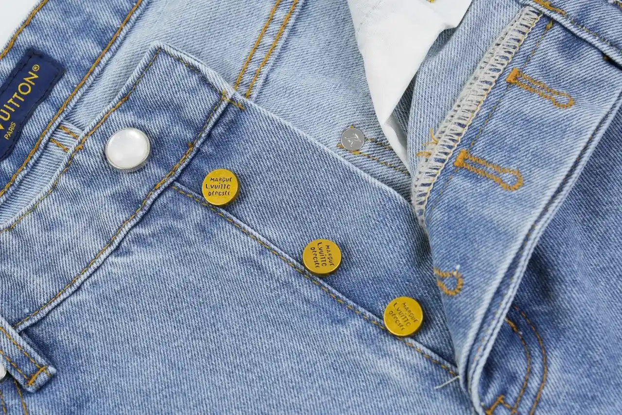 Louis Vuitton Light Blue Stitch Letter Embroidered Denim Pants product photo from LabelPicks