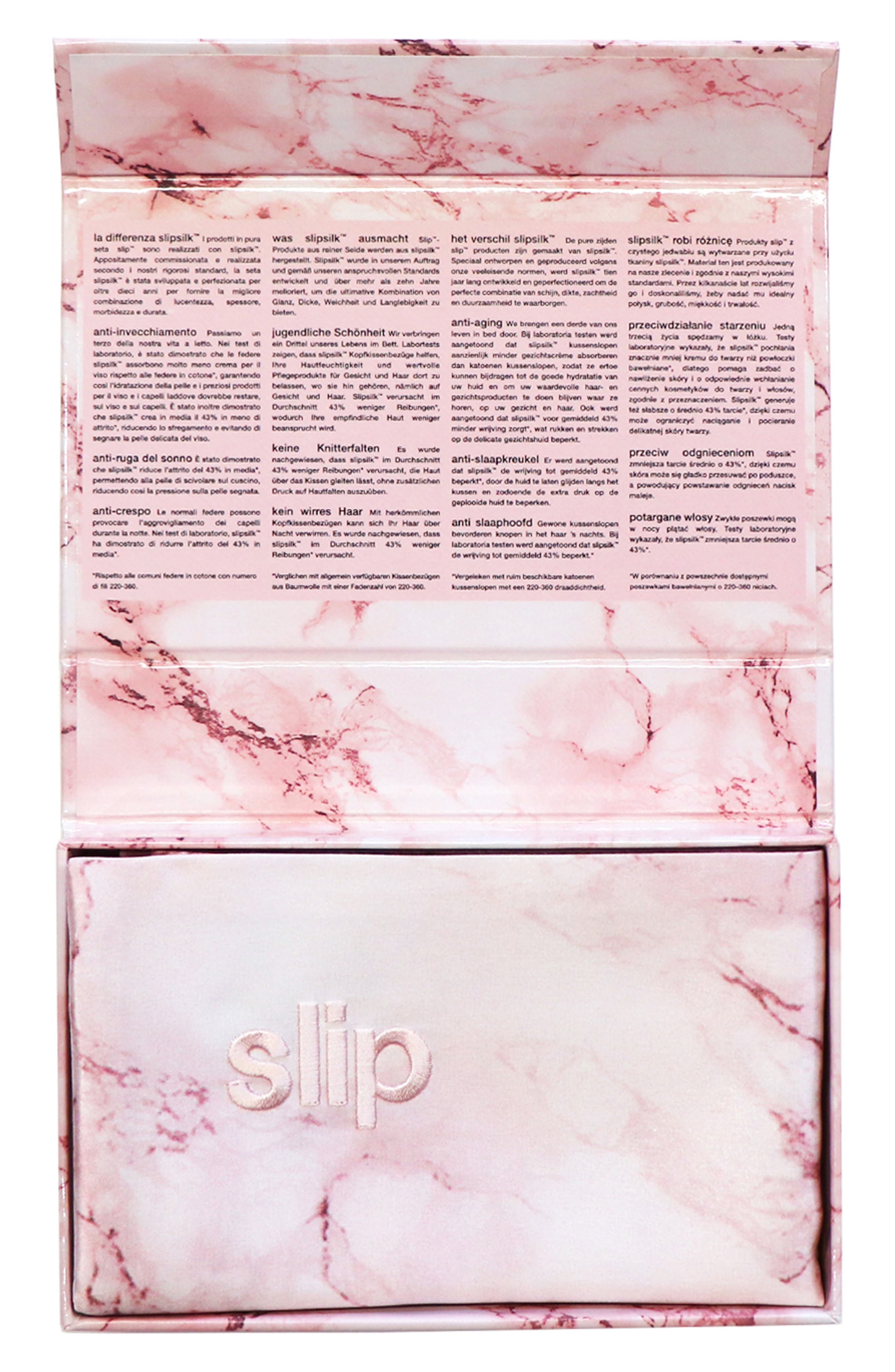slip Pink Marble Pure Silk Pillowcase