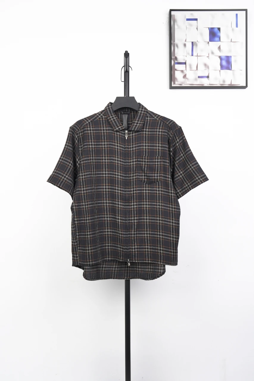 Chrome Hearts Dark Plaid Dagger Zip Short Sleeve Shirt product photo from LabelPicks