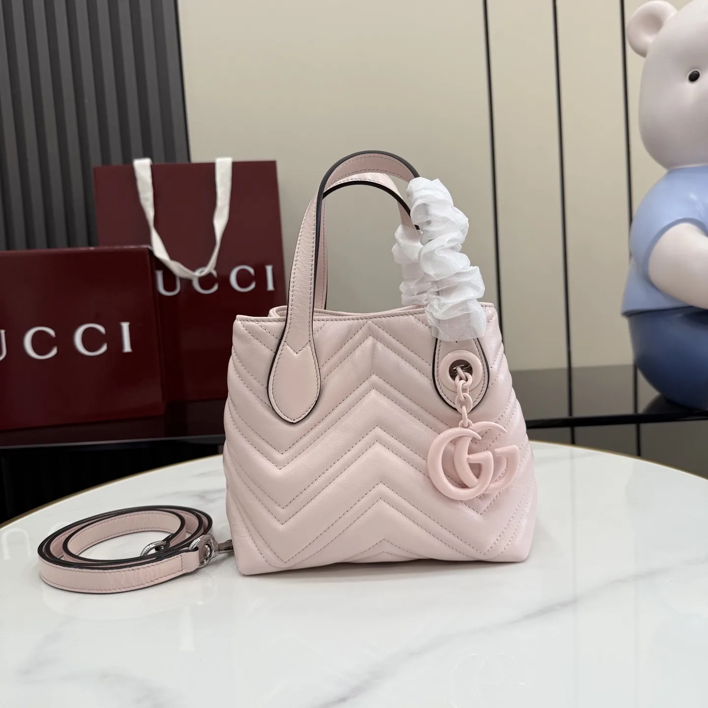 Gucci Pink Marmont GG Supreme Canvas Tote Bag product photo from LabelPicks