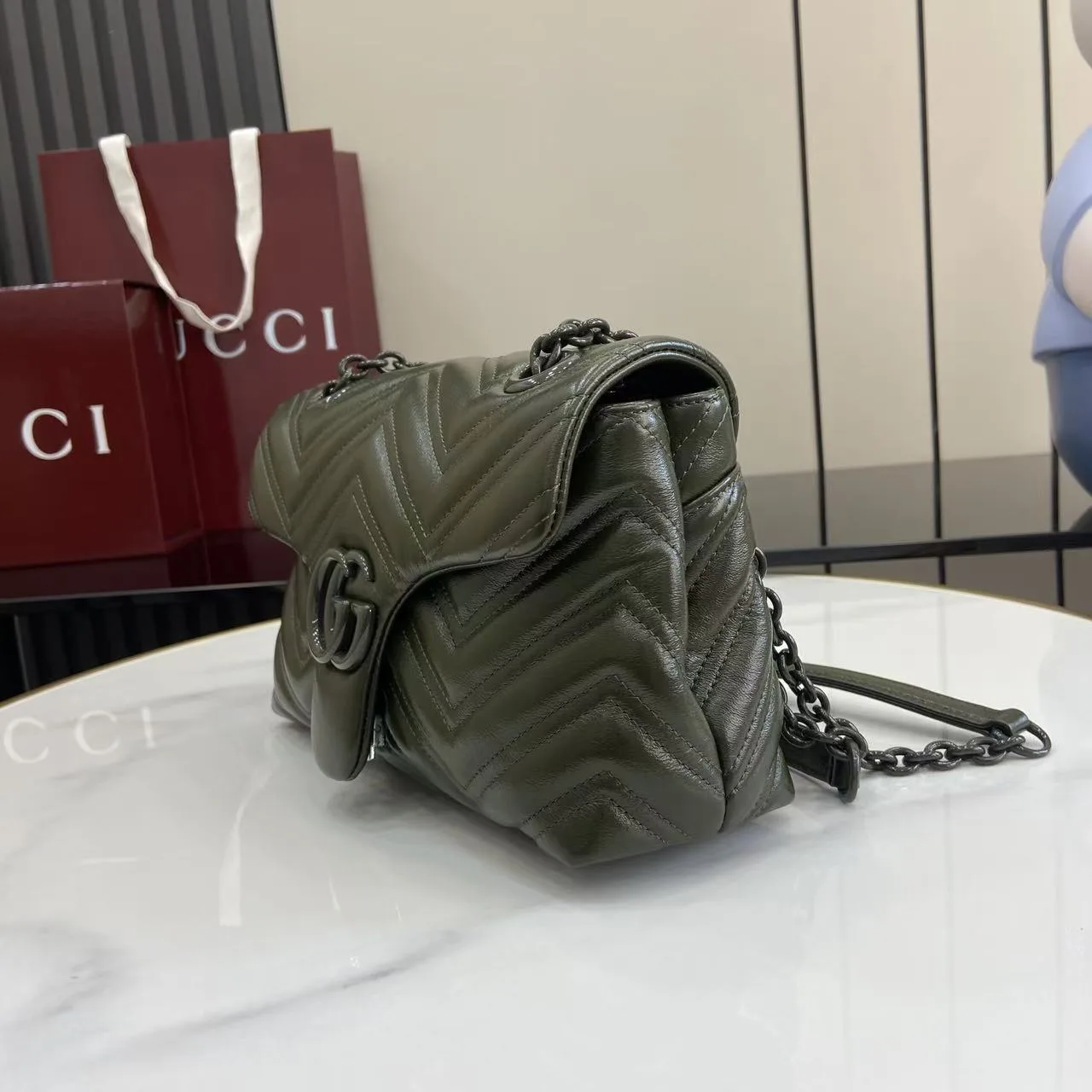 Gucci Green Marmont GG Supreme Canvas Shoulder Bag product photo from LabelPicks