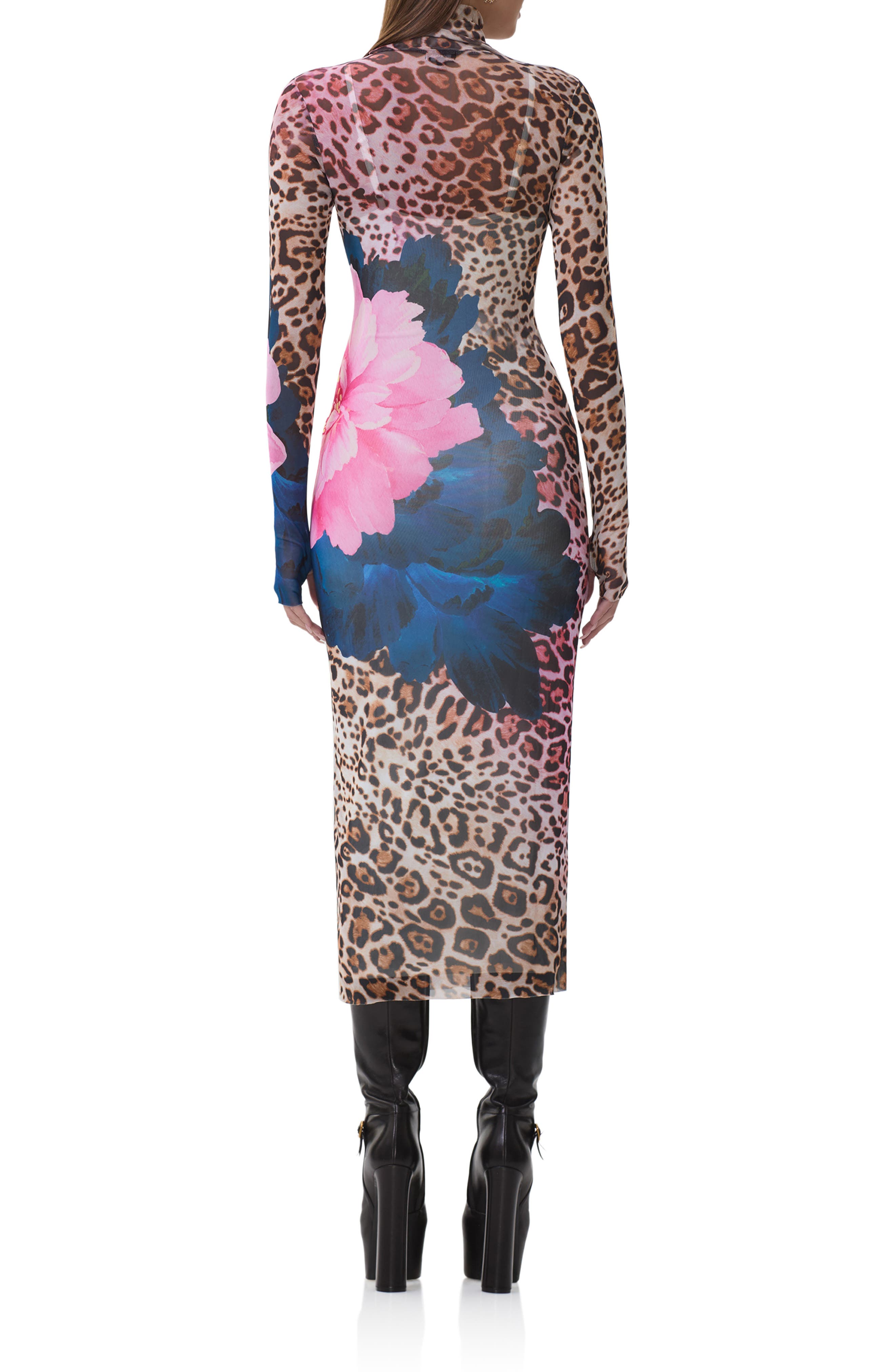 AFRM Shailene Long Sleeve Mesh Midi Dress