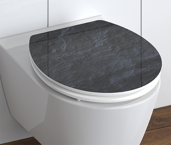 Schütte MDF High-Gloss WC-Sitz mit Absenkautomatik »Black Stone«