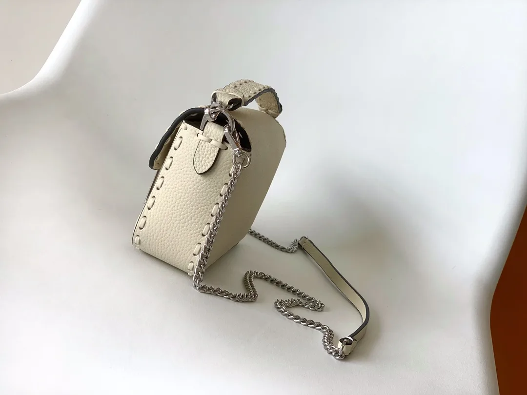 Fendi Baguette White Grained Leather Shoulder Bag product photo from LabelPicks