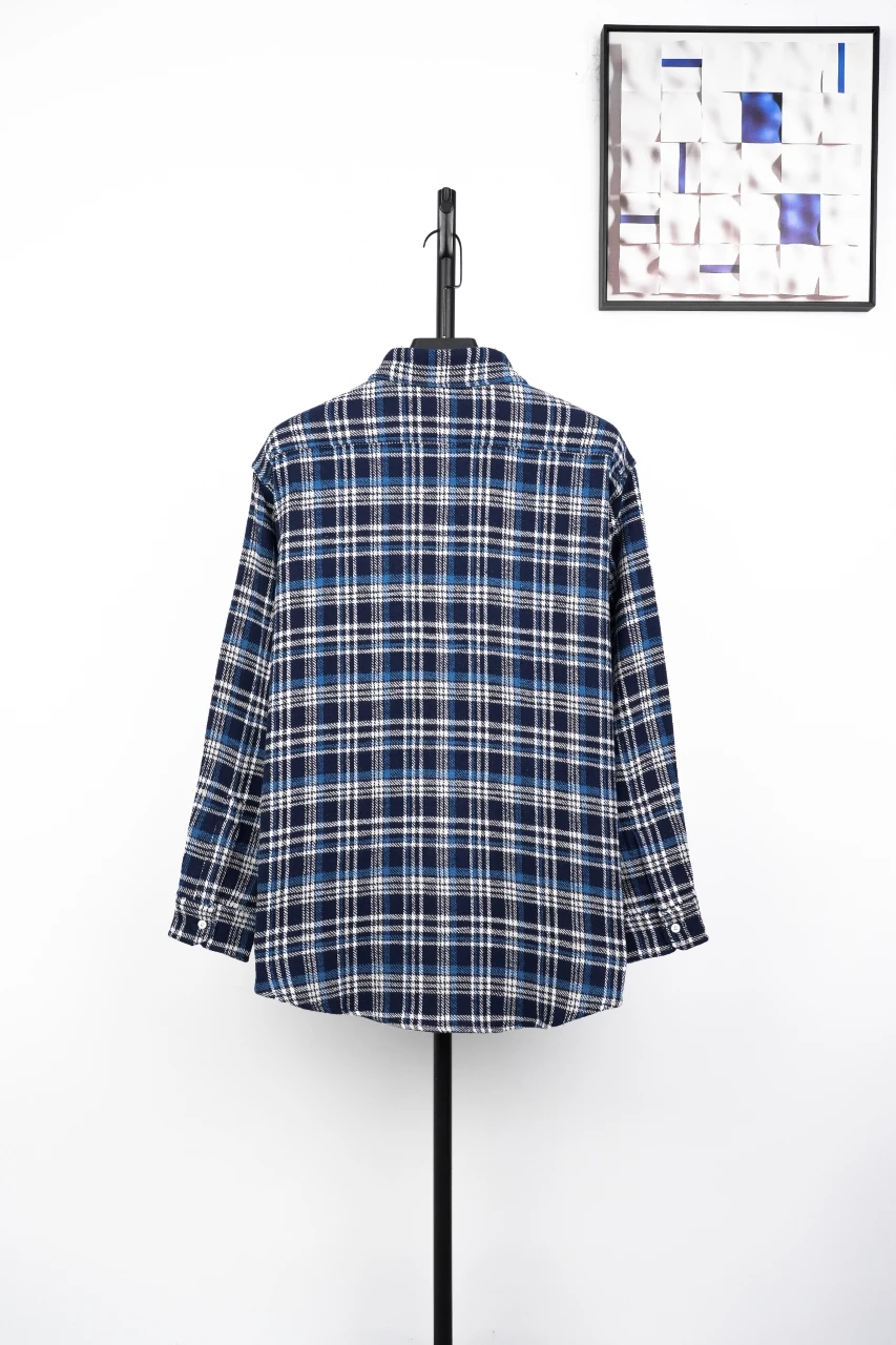 CELINE Blue White Plaid Triomphe Flannel Shirt product photo from LabelPicks