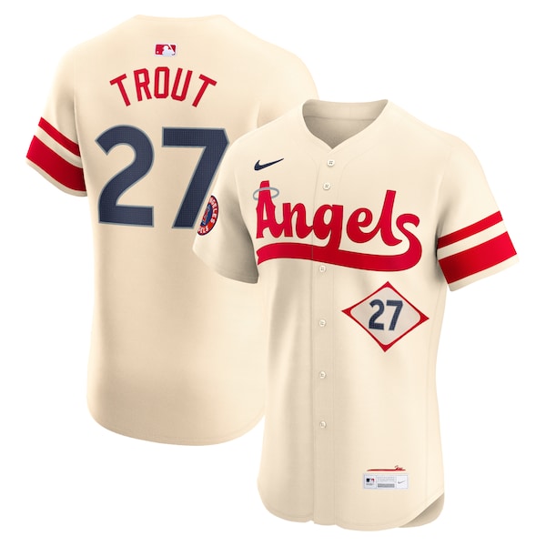 Mike Trout Los Angeles Angels Nike City Connect Elite Player Jersey - Cream