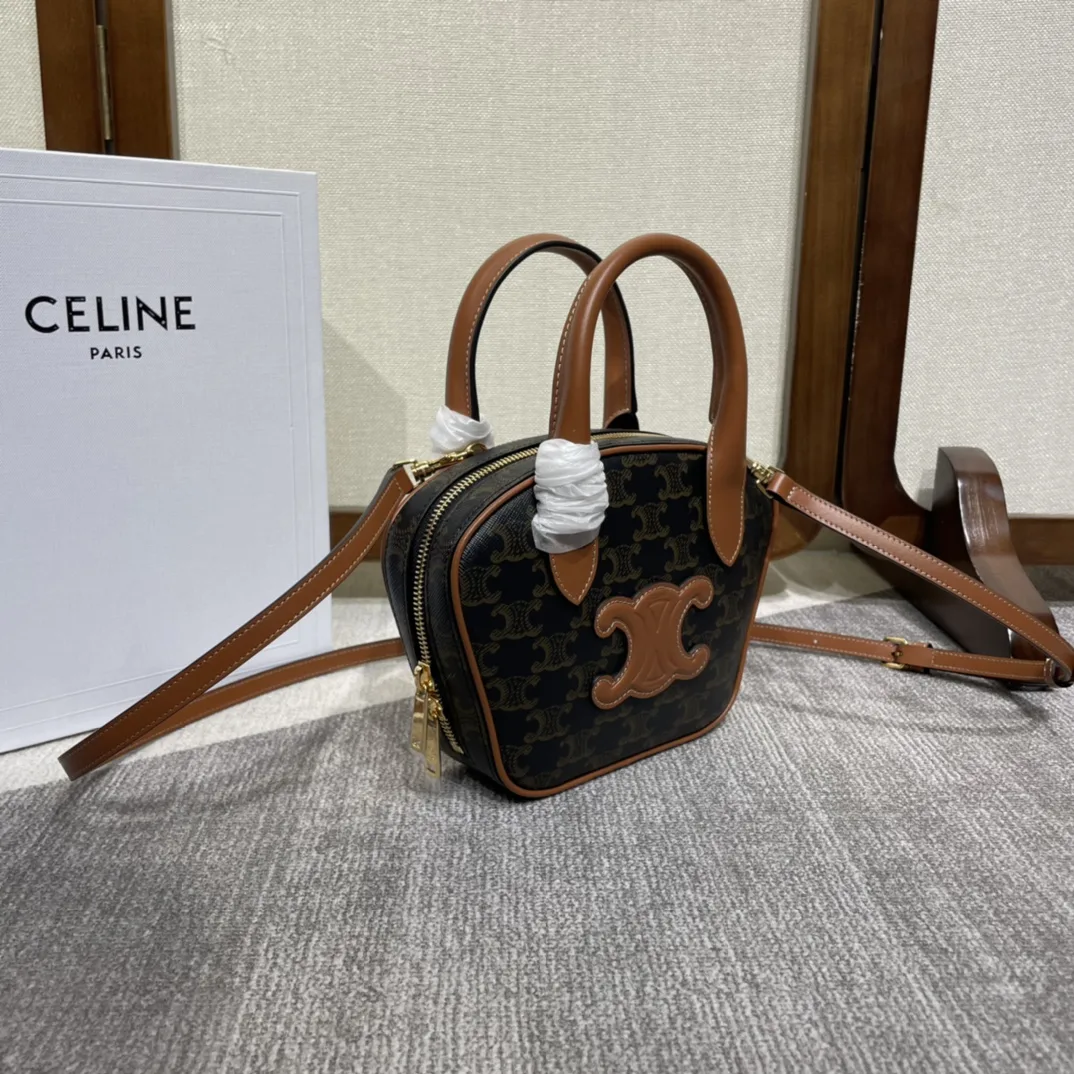 Celine Triomphe Brown Calfskin Top Handle Bag product photo from LabelPicks