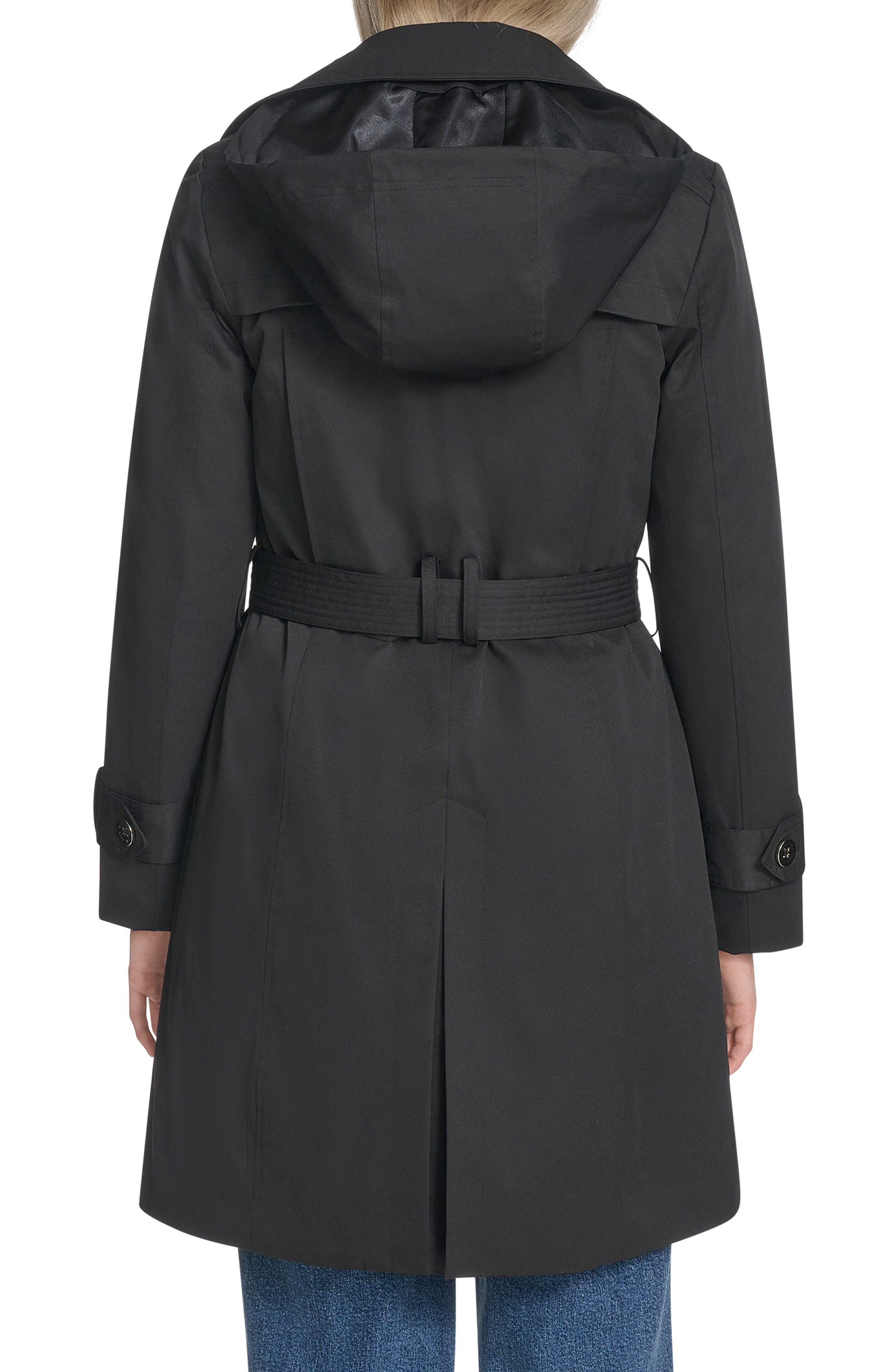 Cole Haan Water Resistant Twill Hooded Trench Coat