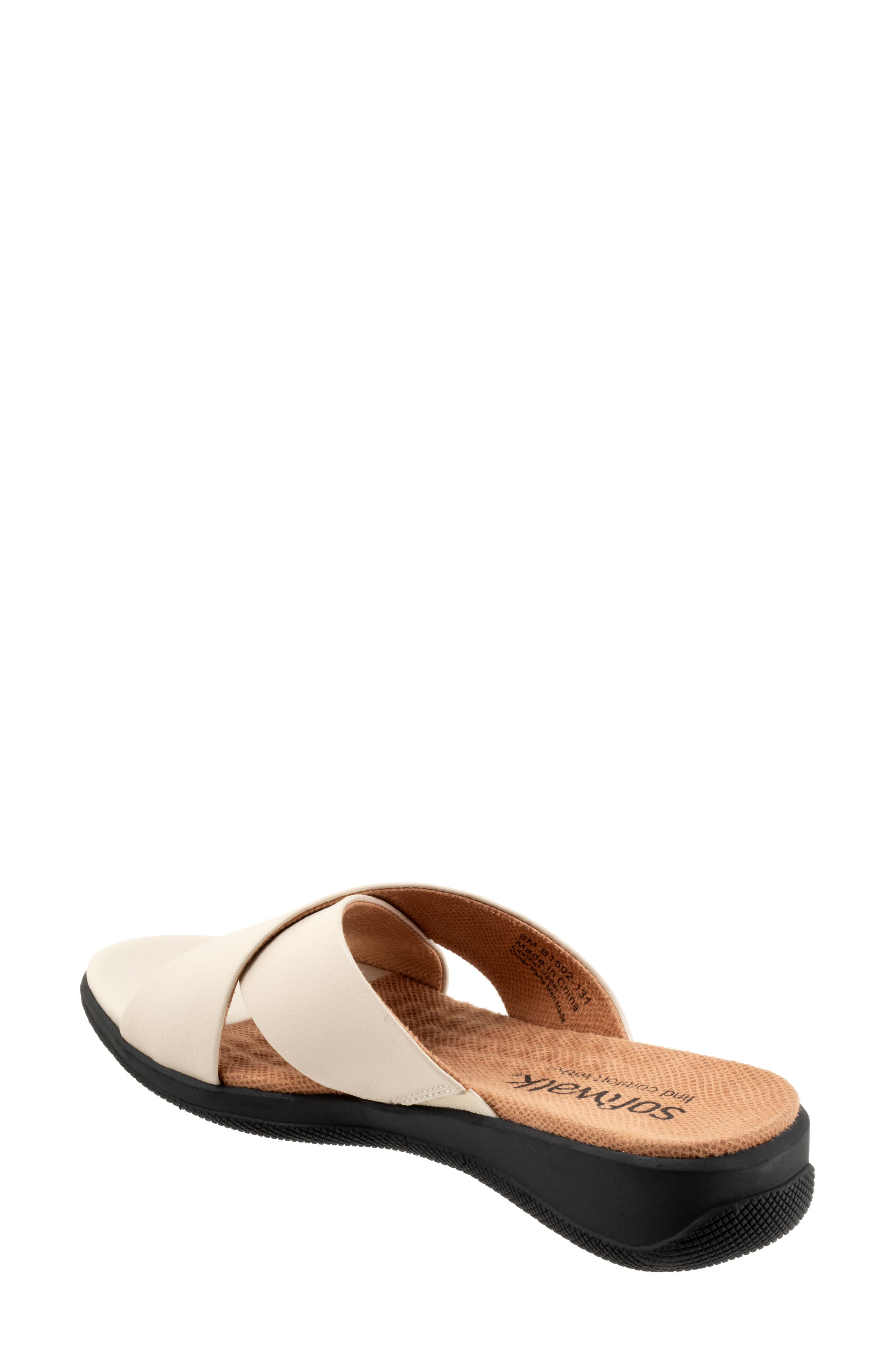 SoftWalk® 'Tillman' Leather Cross Strap Slide Sandal