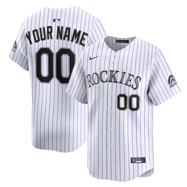 Colorado Rockies Nike Home Limited Custom Jersey - White/Purple