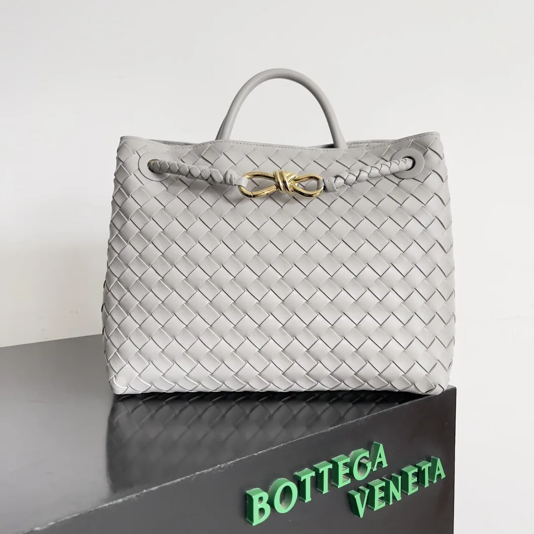 Bottega Veneta Andiamo White Intrecciato Woven Leather Top Handle Bag product photo from LabelPicks