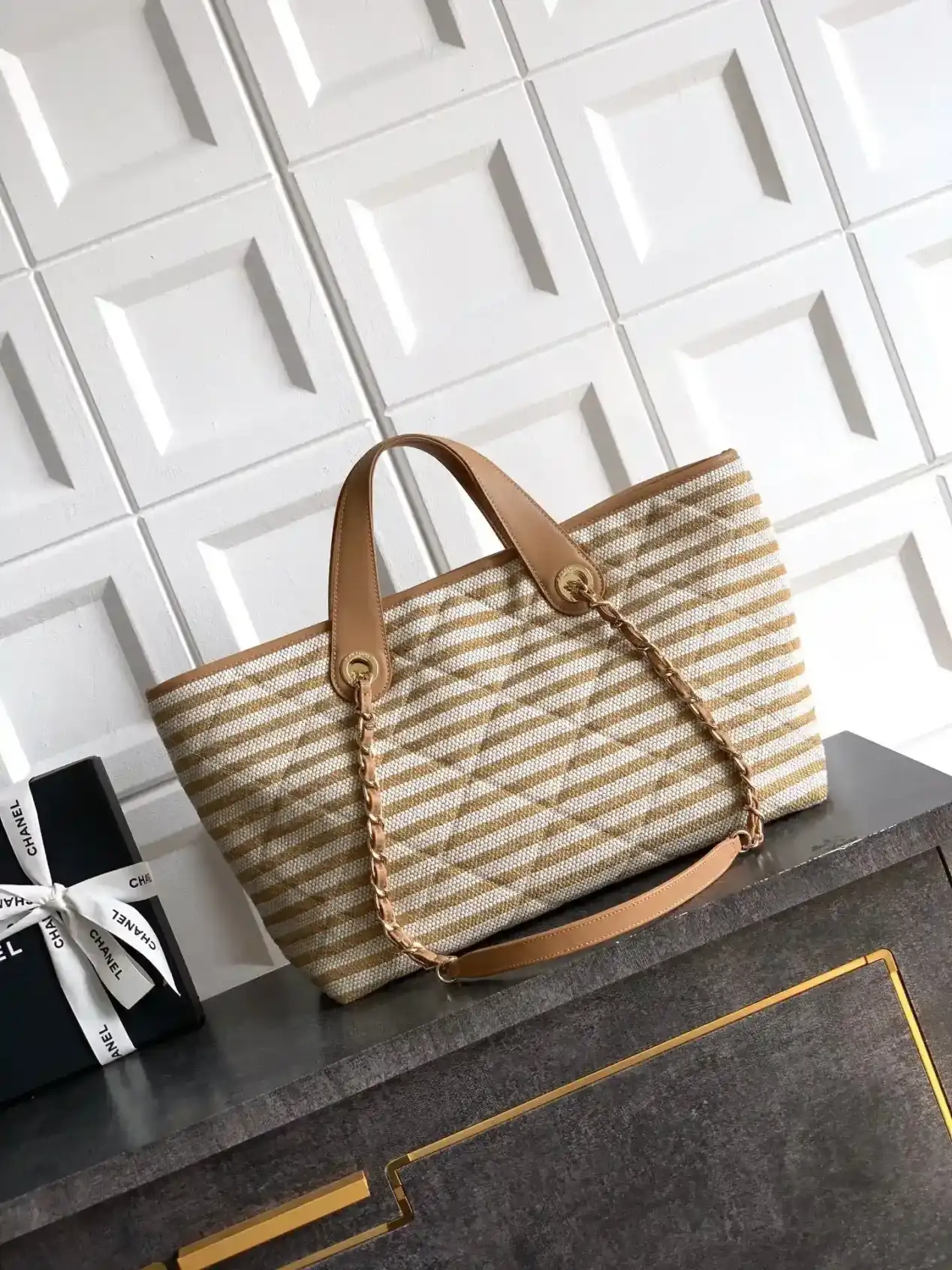 Chanel Brown Straw Woven Tote Bag product photo from LabelPicks