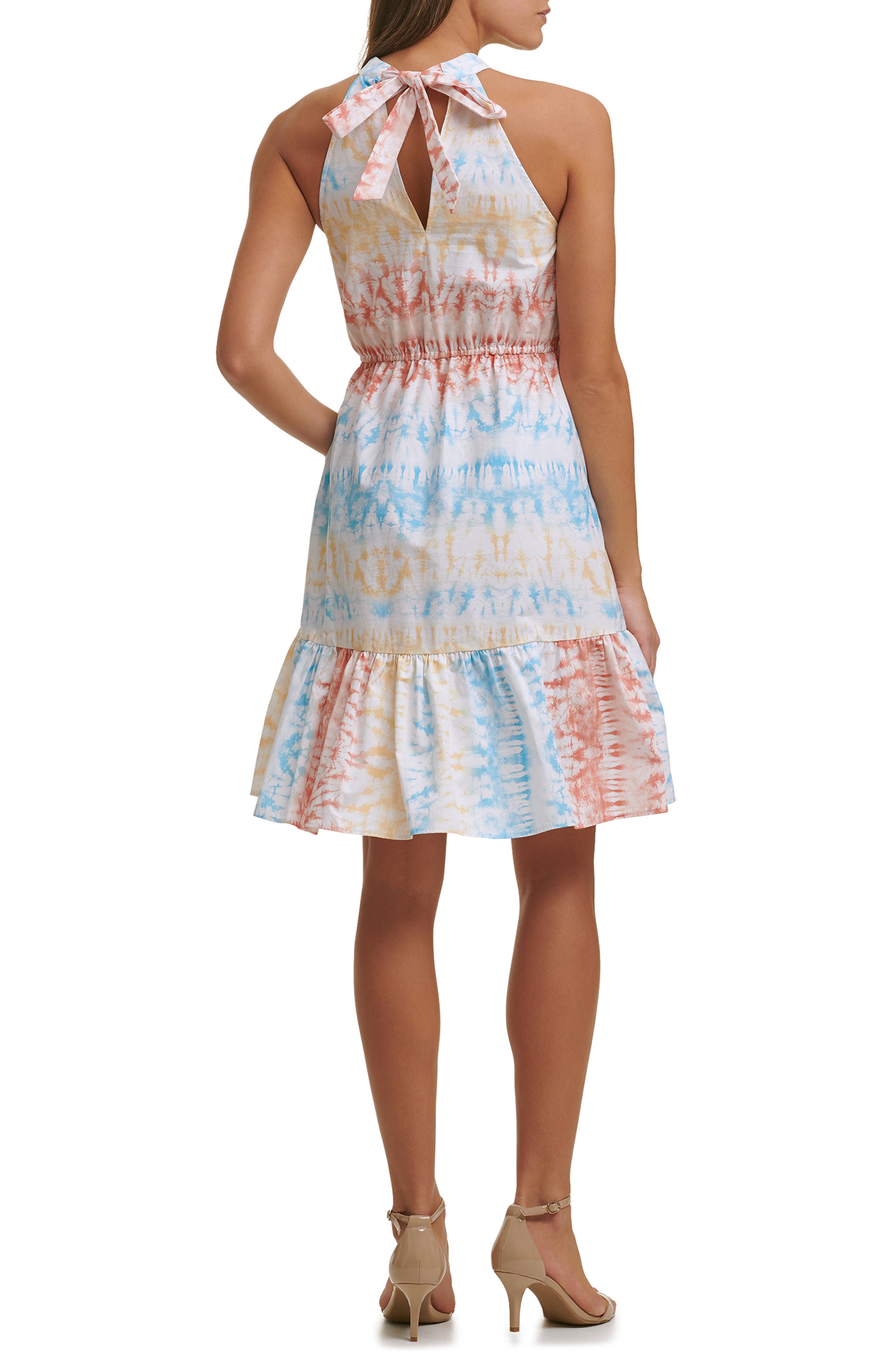 Kensie Tie Dye Sleeveless Cotton Fit & Flare Dress